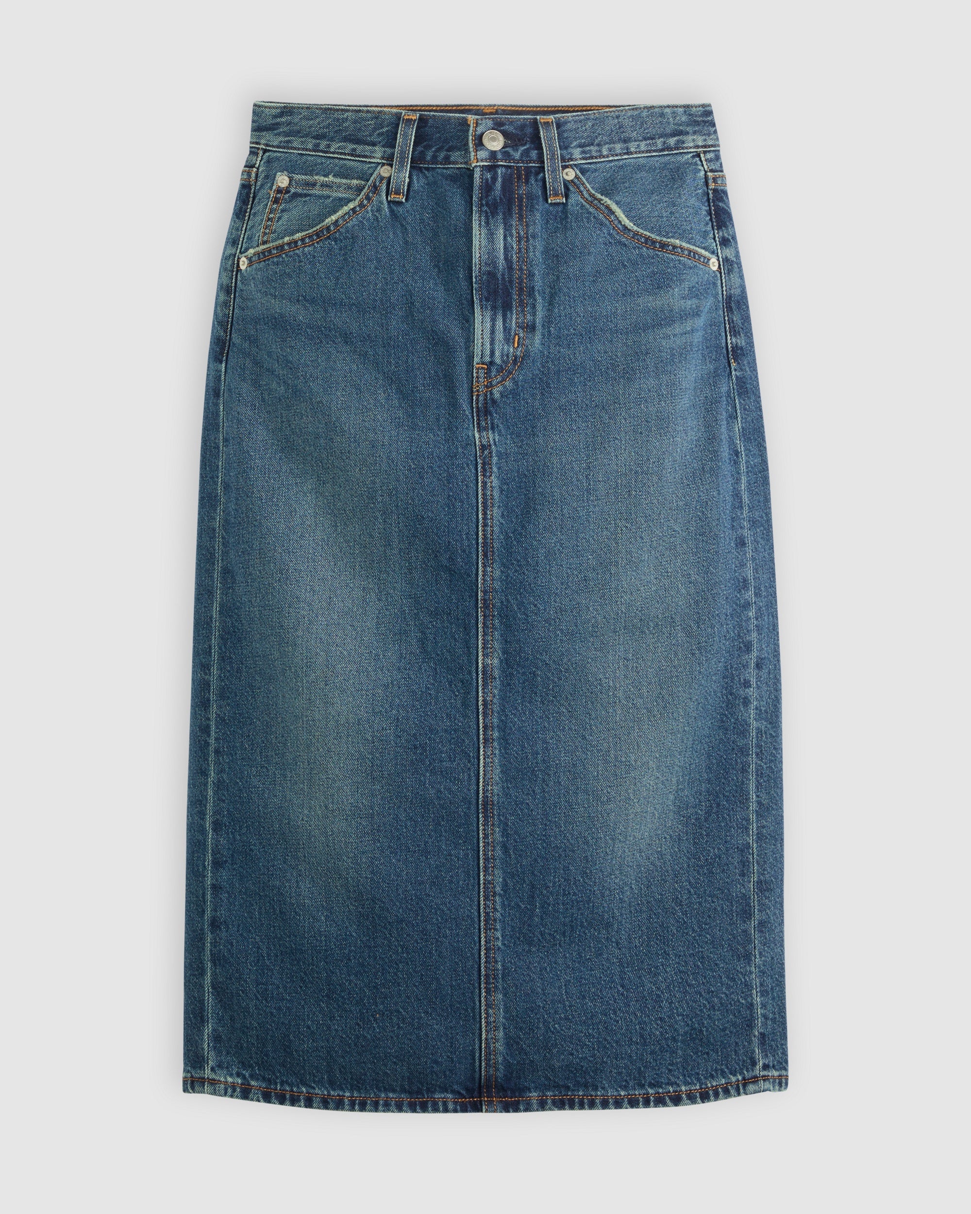 High Rise Back Slit Skirt