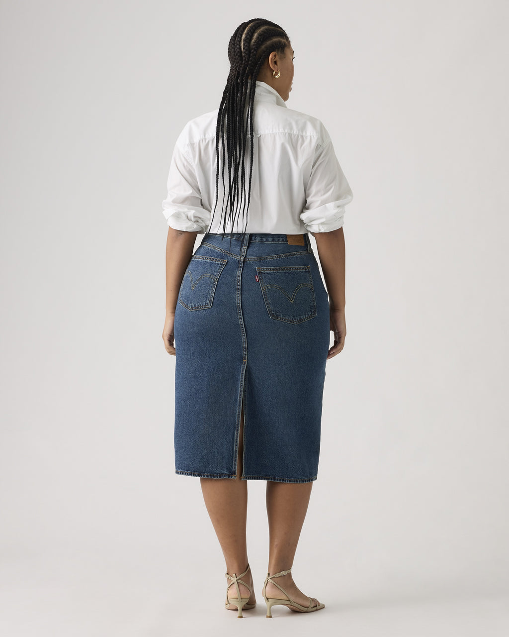 High Rise Back Slit Skirt