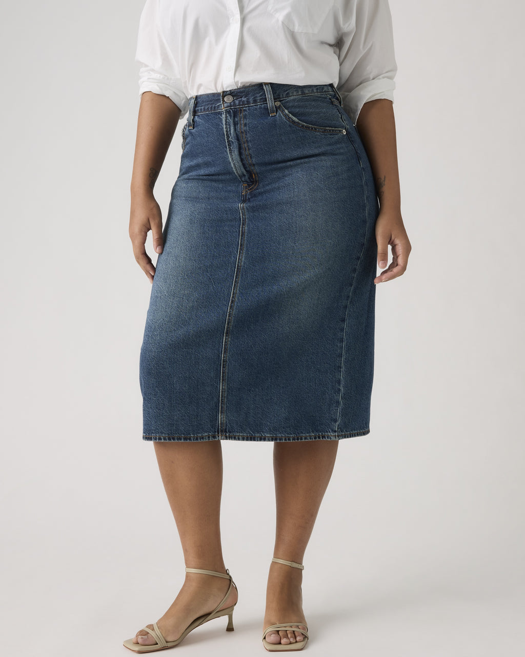 High Rise Back Slit Skirt