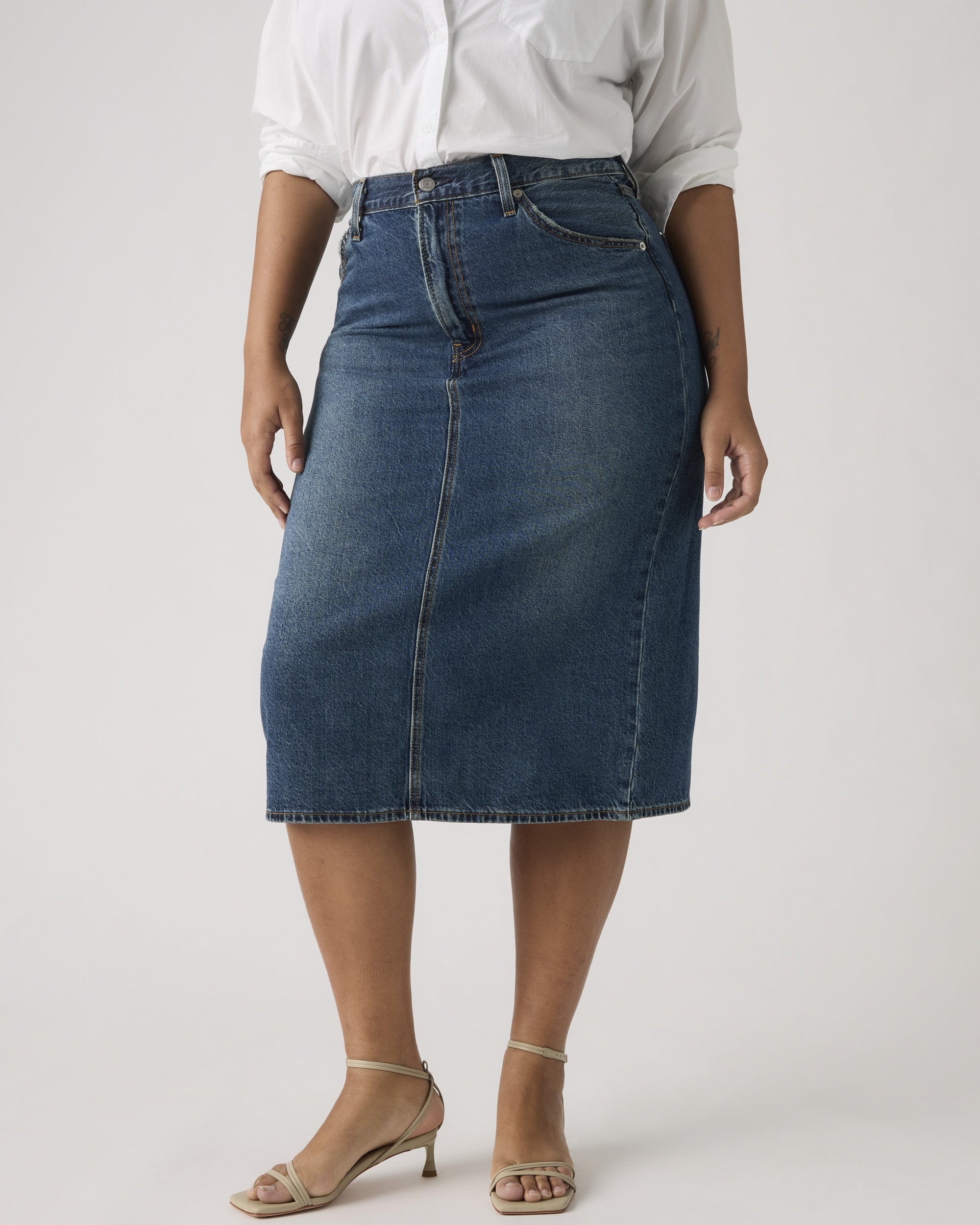 High Rise Back Slit Skirt