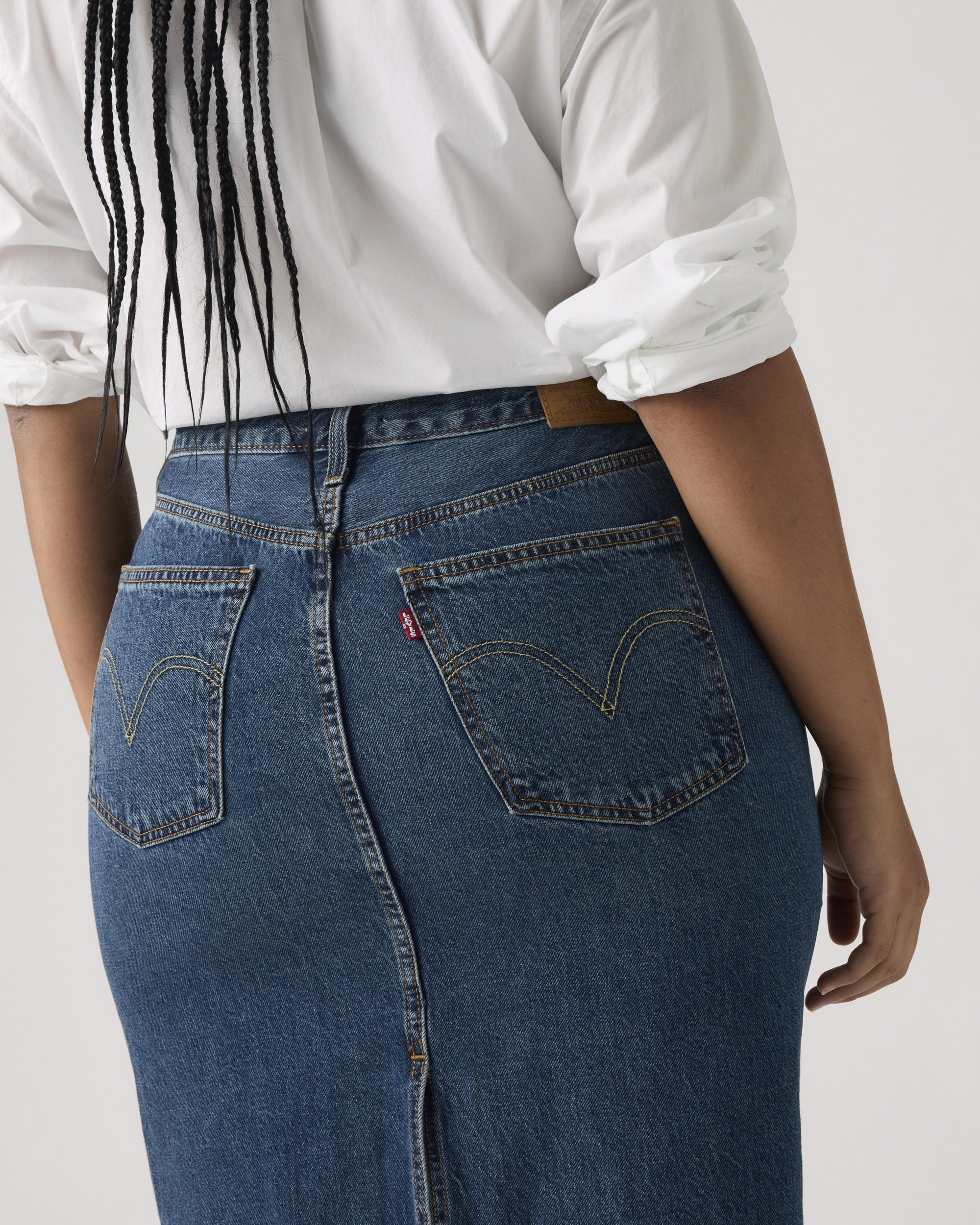 High Rise Back Slit Skirt