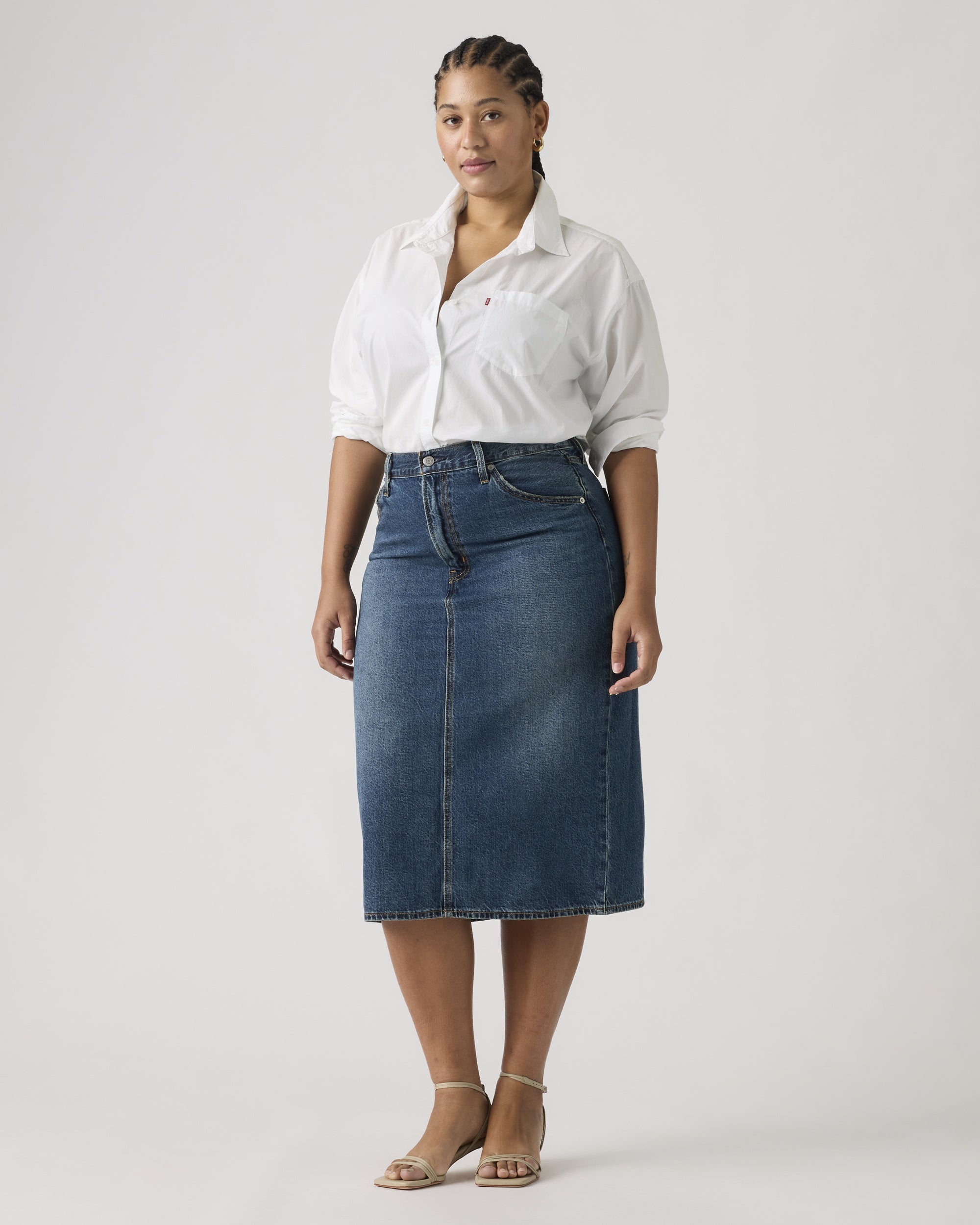 High Rise Back Slit Skirt