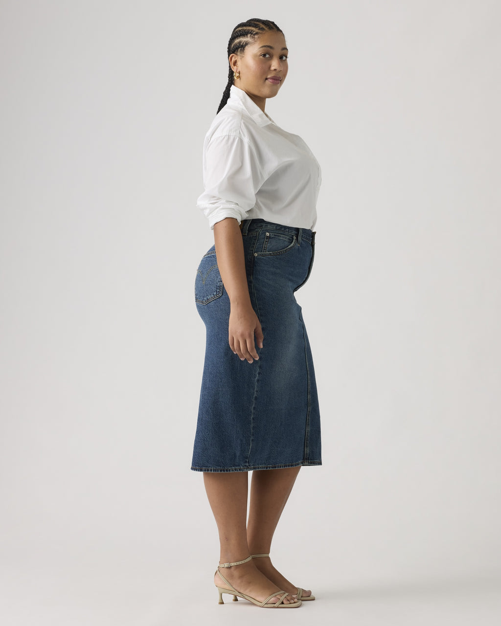 High Rise Back Slit Skirt