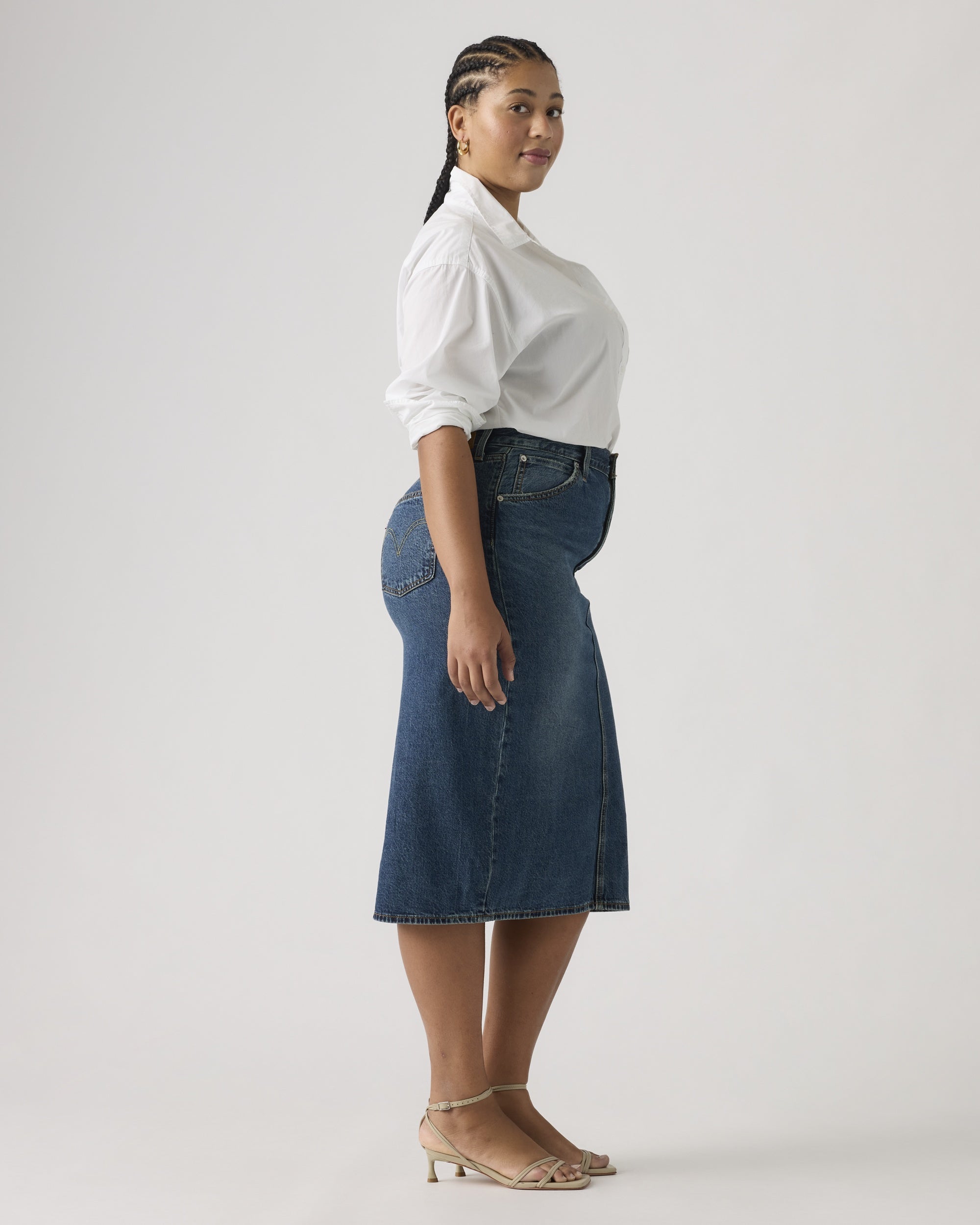 High Rise Back Slit Skirt