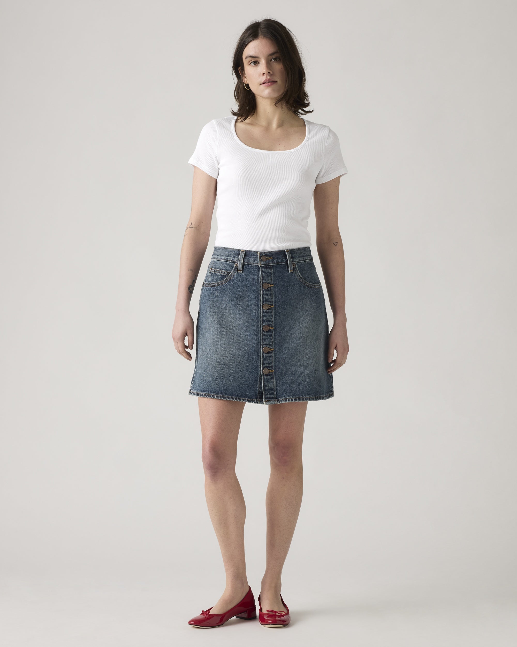 Button Front Skort