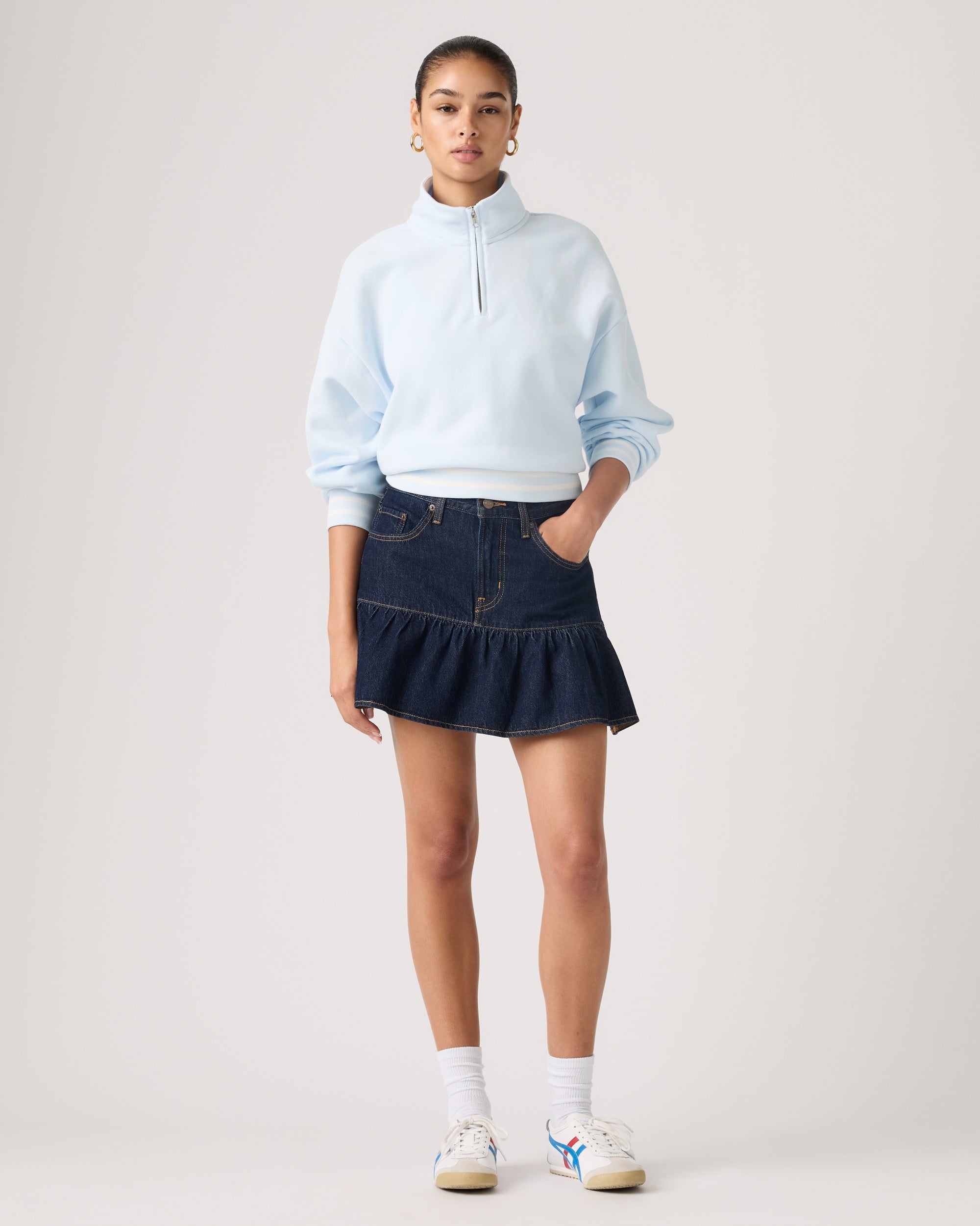 Flounce Mini Lightweight Skirt