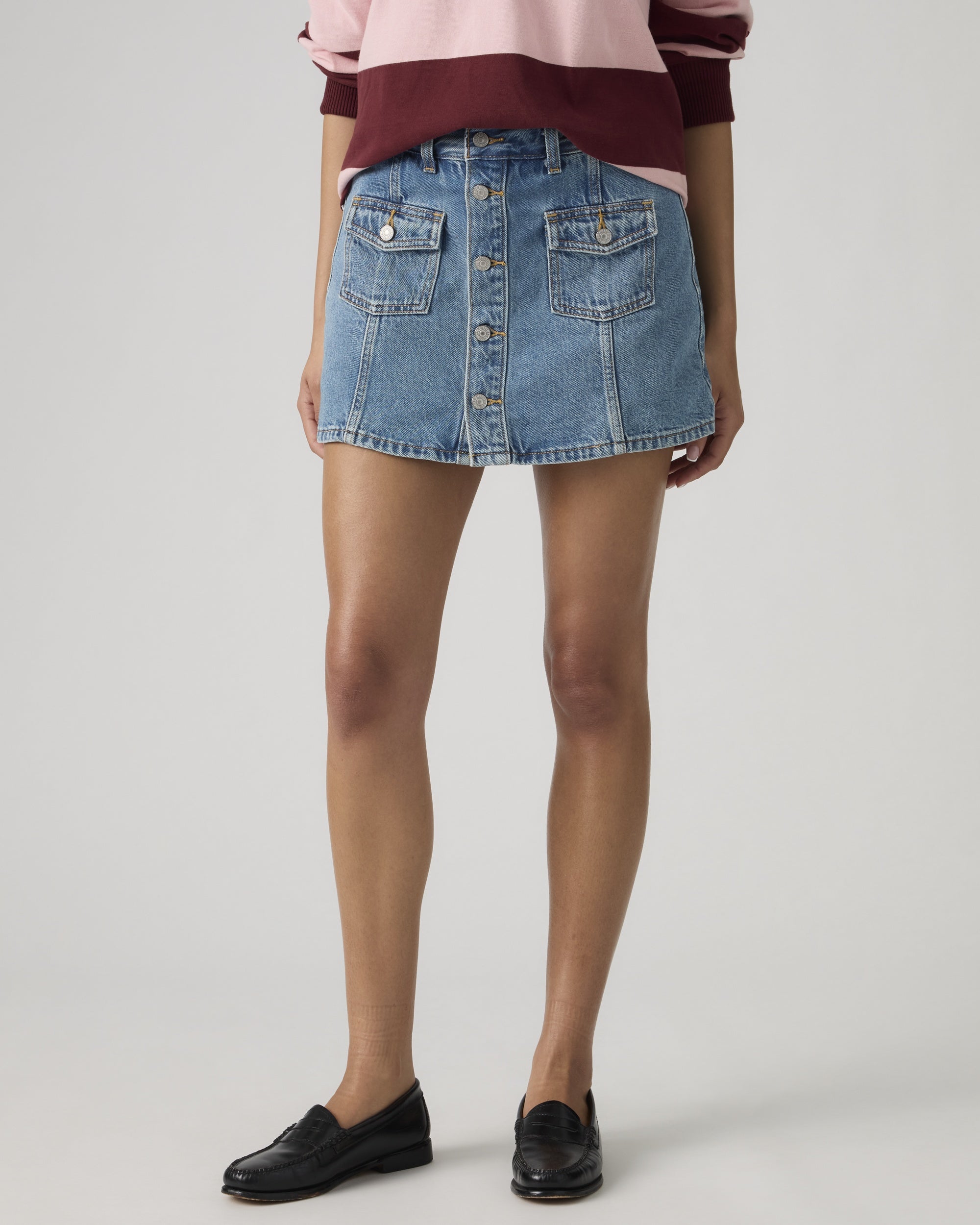 Button Front Skort