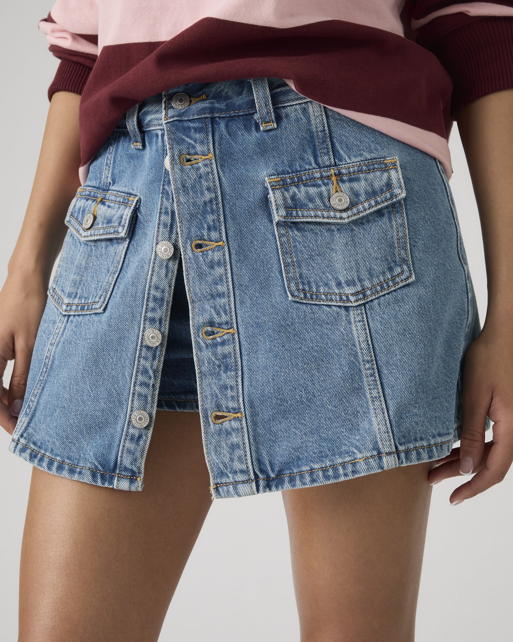 Button Front Skort