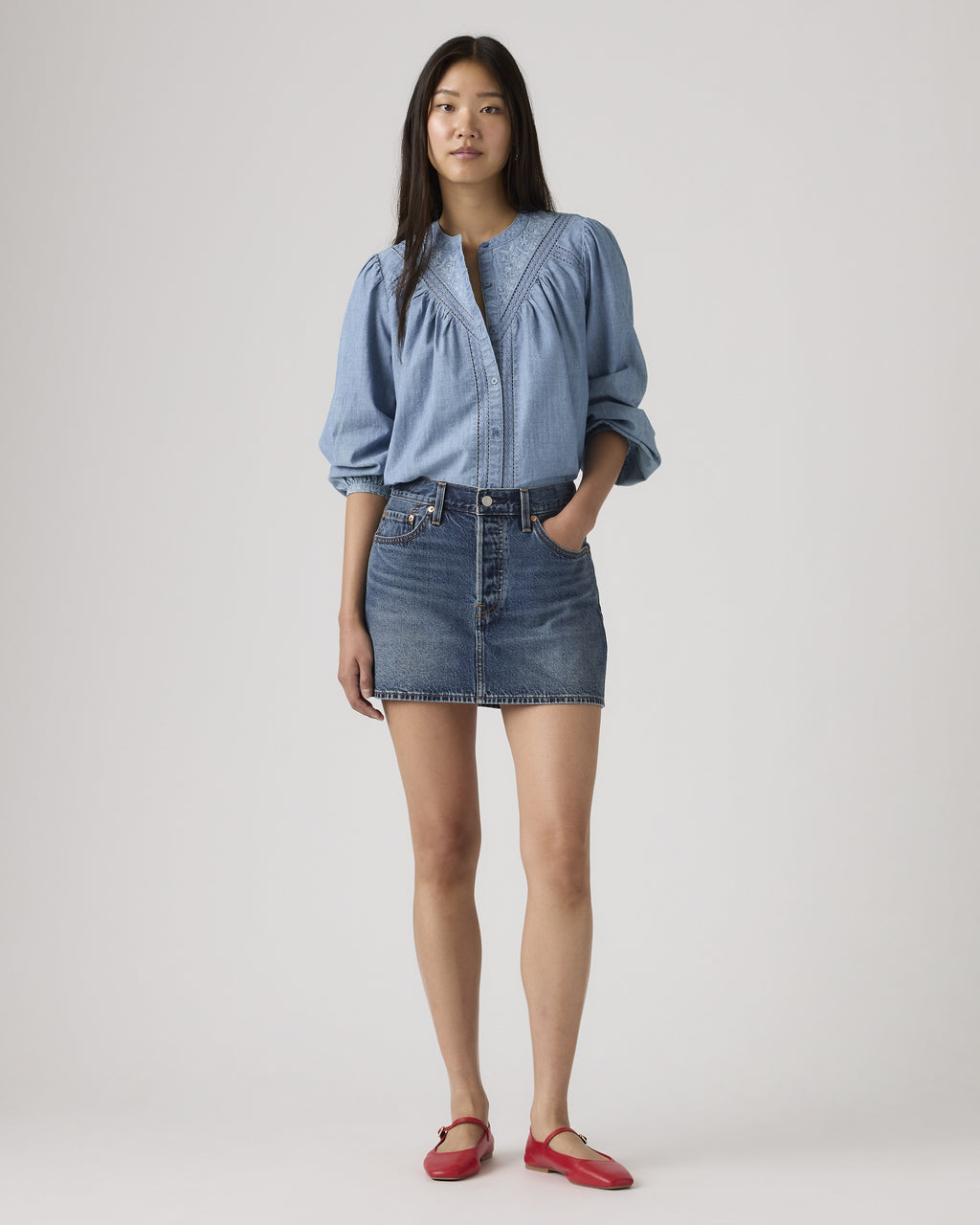 Button Front Skort