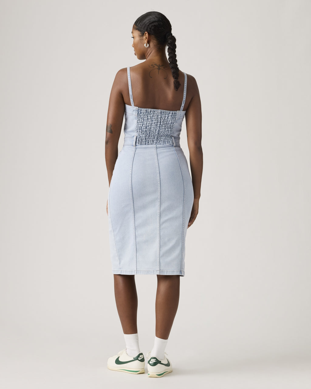 Denim Bustier Midi Dress