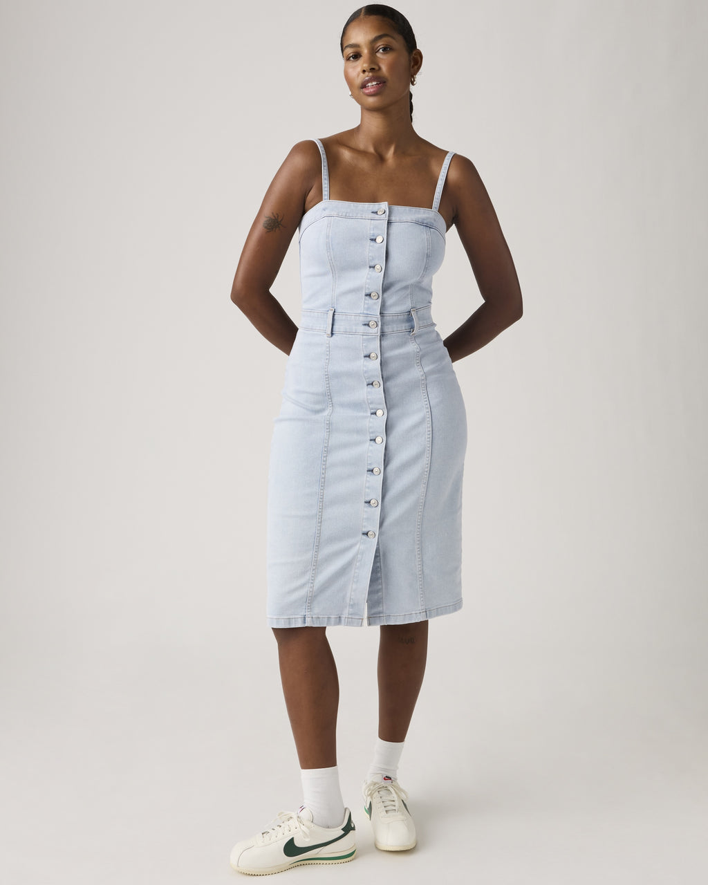 Denim Bustier Midi Dress