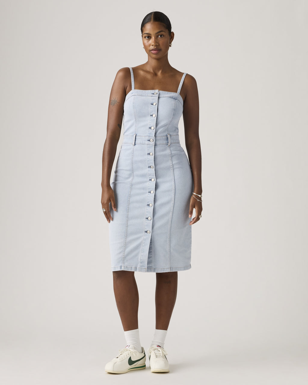 90's Denim Slip Midi Dress