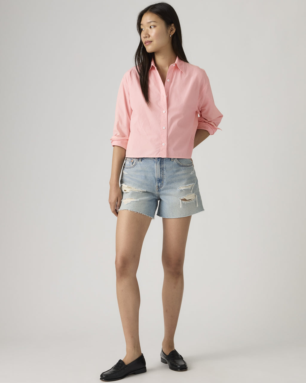 Harlie Cropped Button Down Shirt