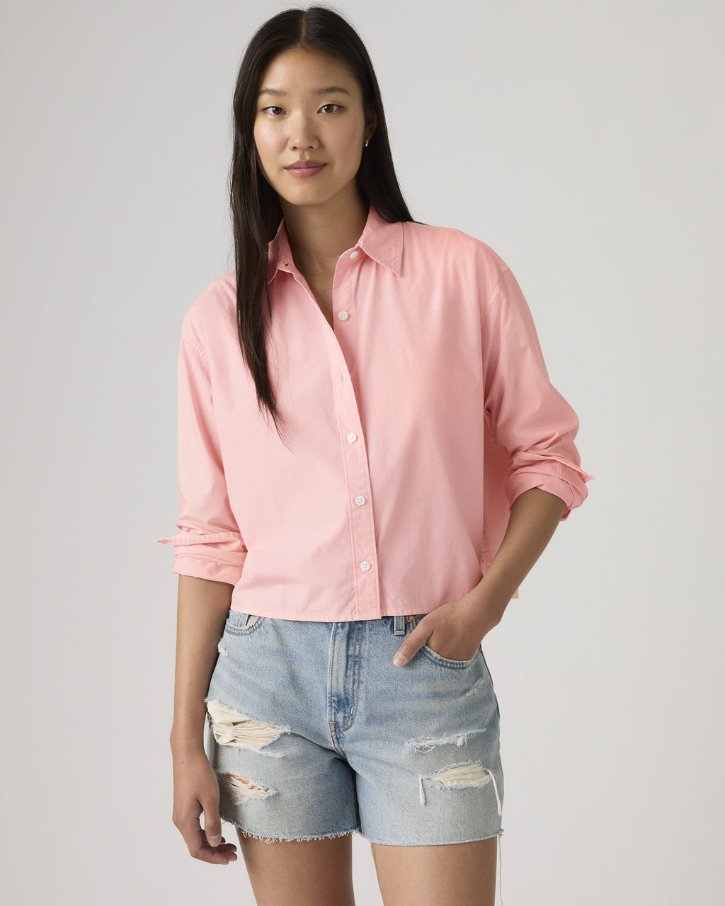Harlie Cropped Button Down Shirt