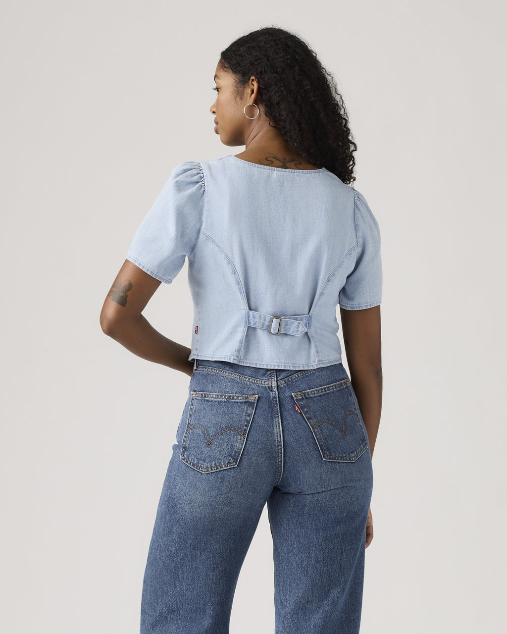 Moxie Short-sleeve Denim Blouse