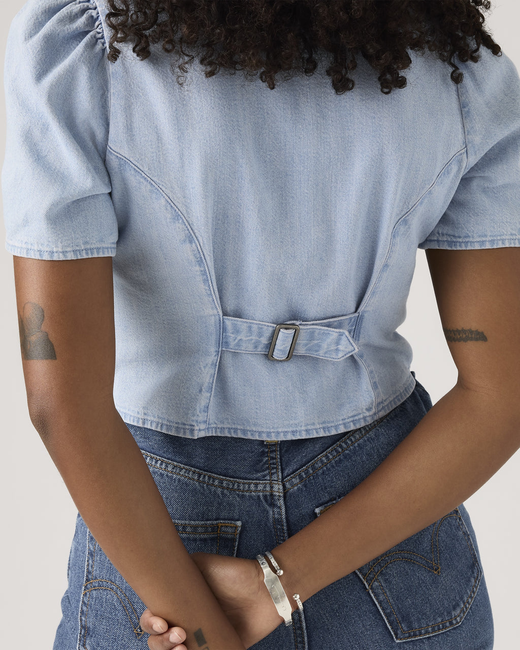 Moxie Short-sleeve Denim Blouse