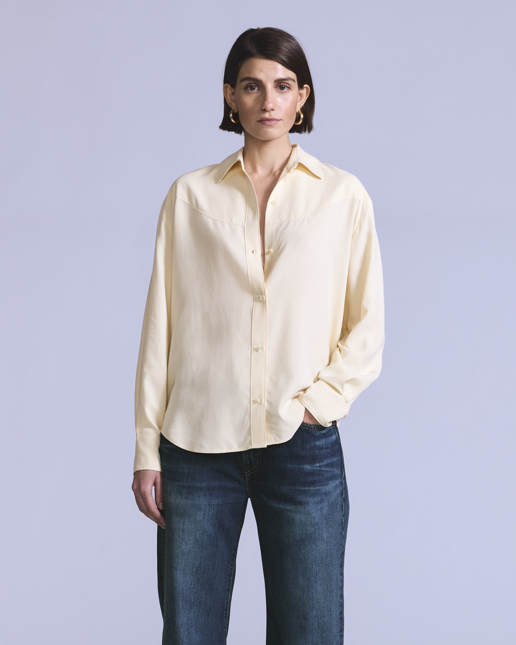 Moxie Short-sleeve Denim Blouse