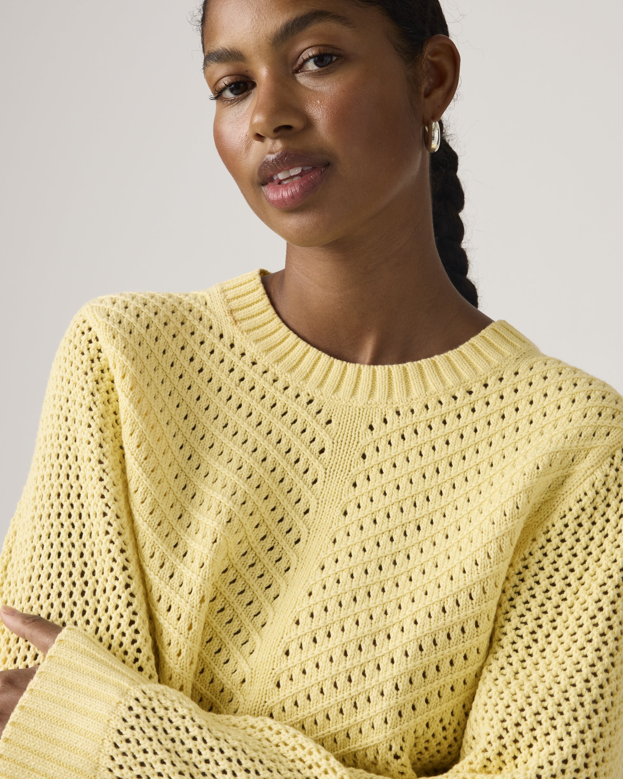 Gaelle Long-sleeve Crochet Pullover