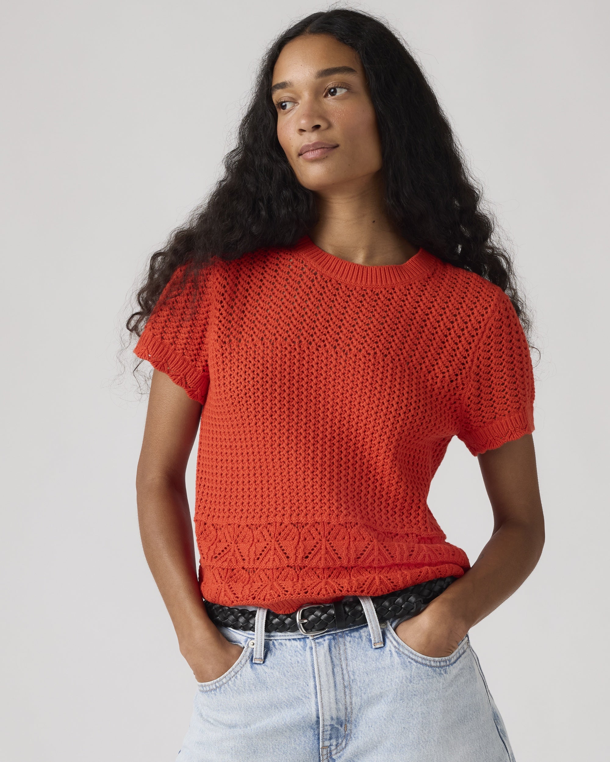 Isabelle Crochet Short Sleeve Sweater