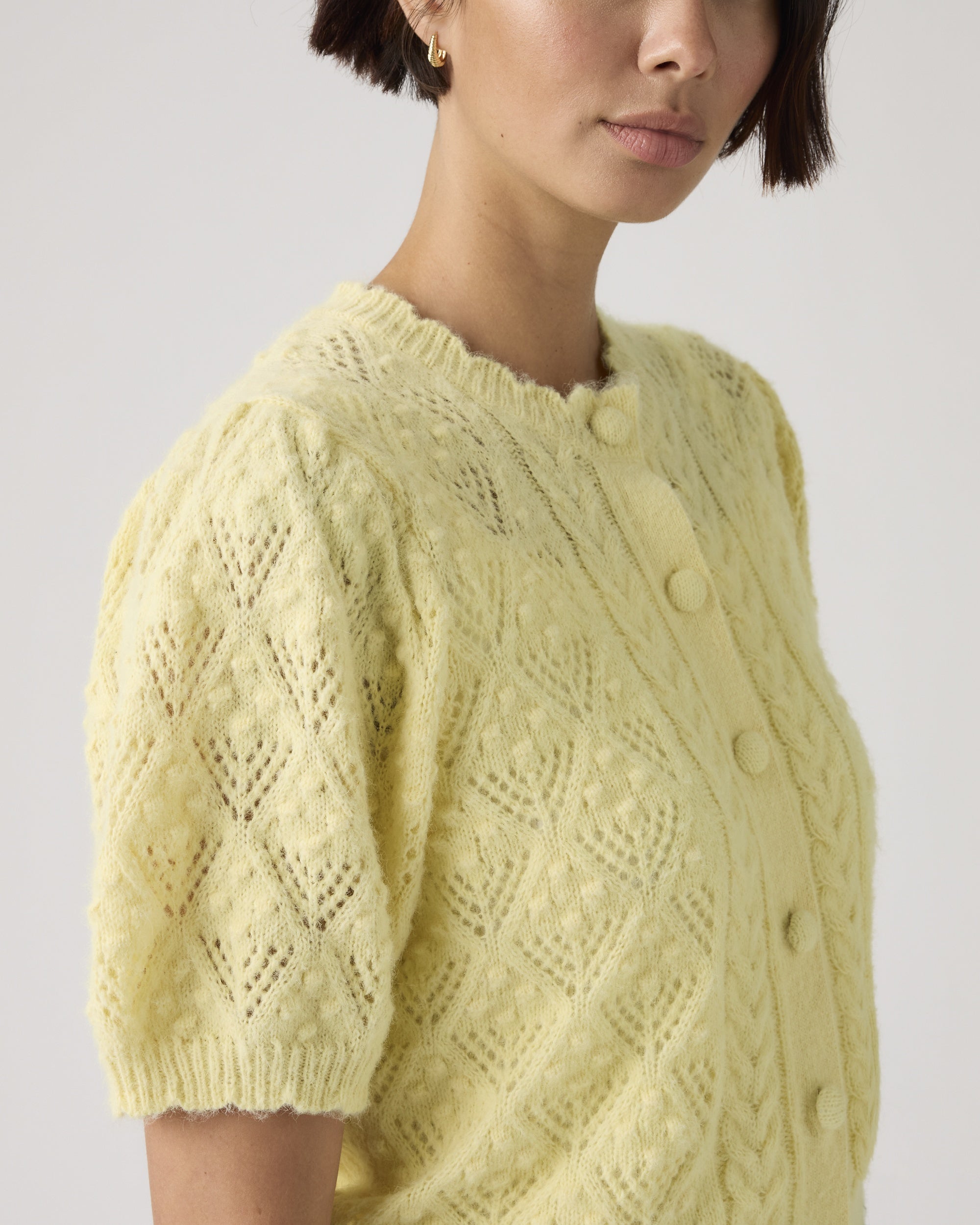 Pauline Pointelle Short-sleeve Cardigan