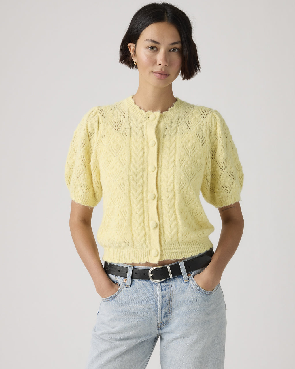 Pauline Pointelle Short-sleeve Cardigan