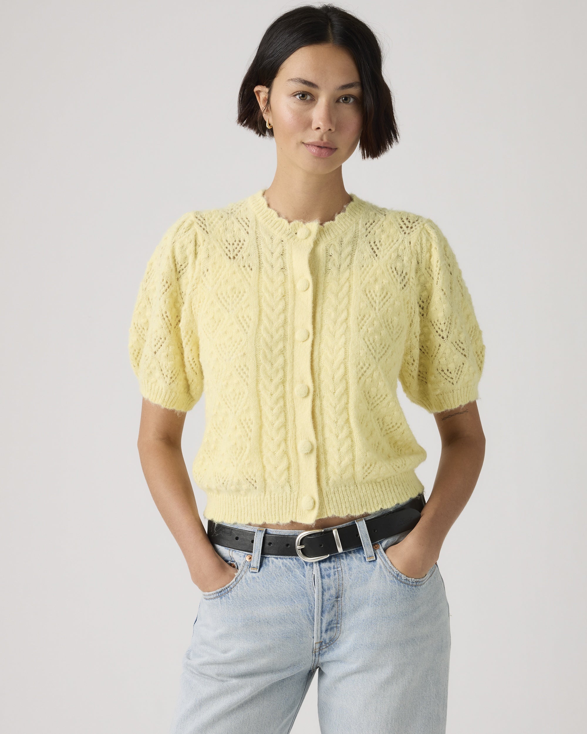 Pauline Pointelle Short-sleeve Cardigan