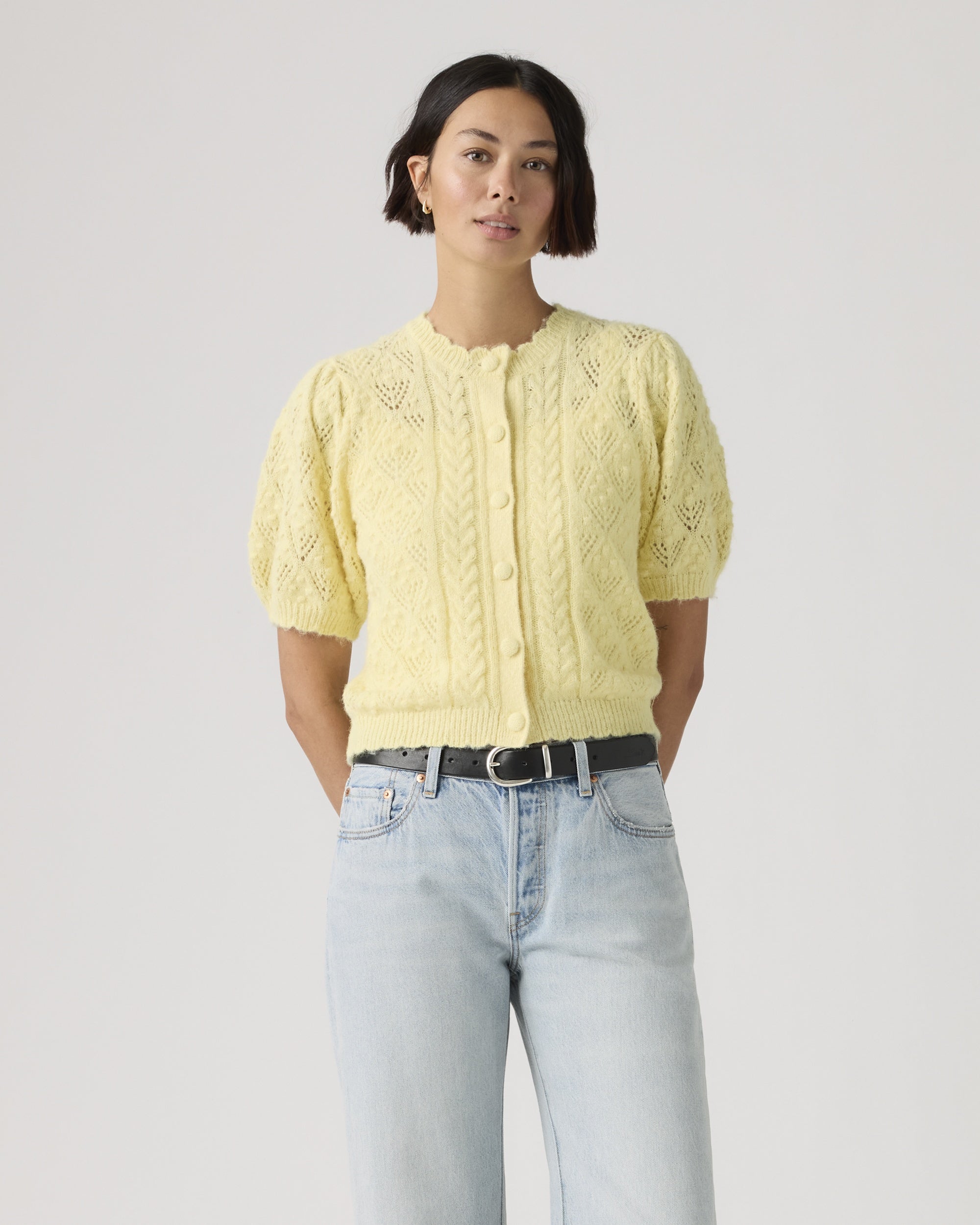 90s Shrunken Collarless Trucker Jacket