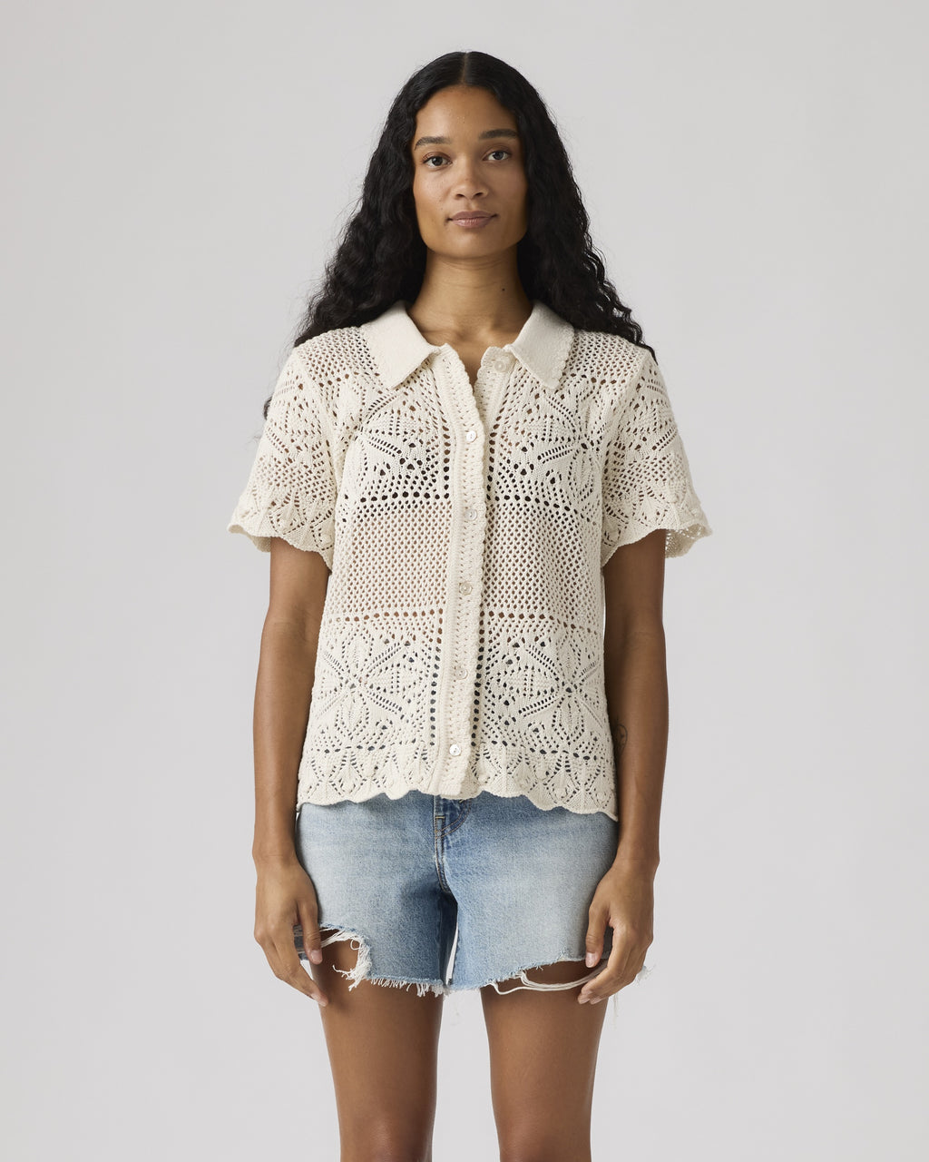 Isabelle Crochet Short Sleeve Sweater