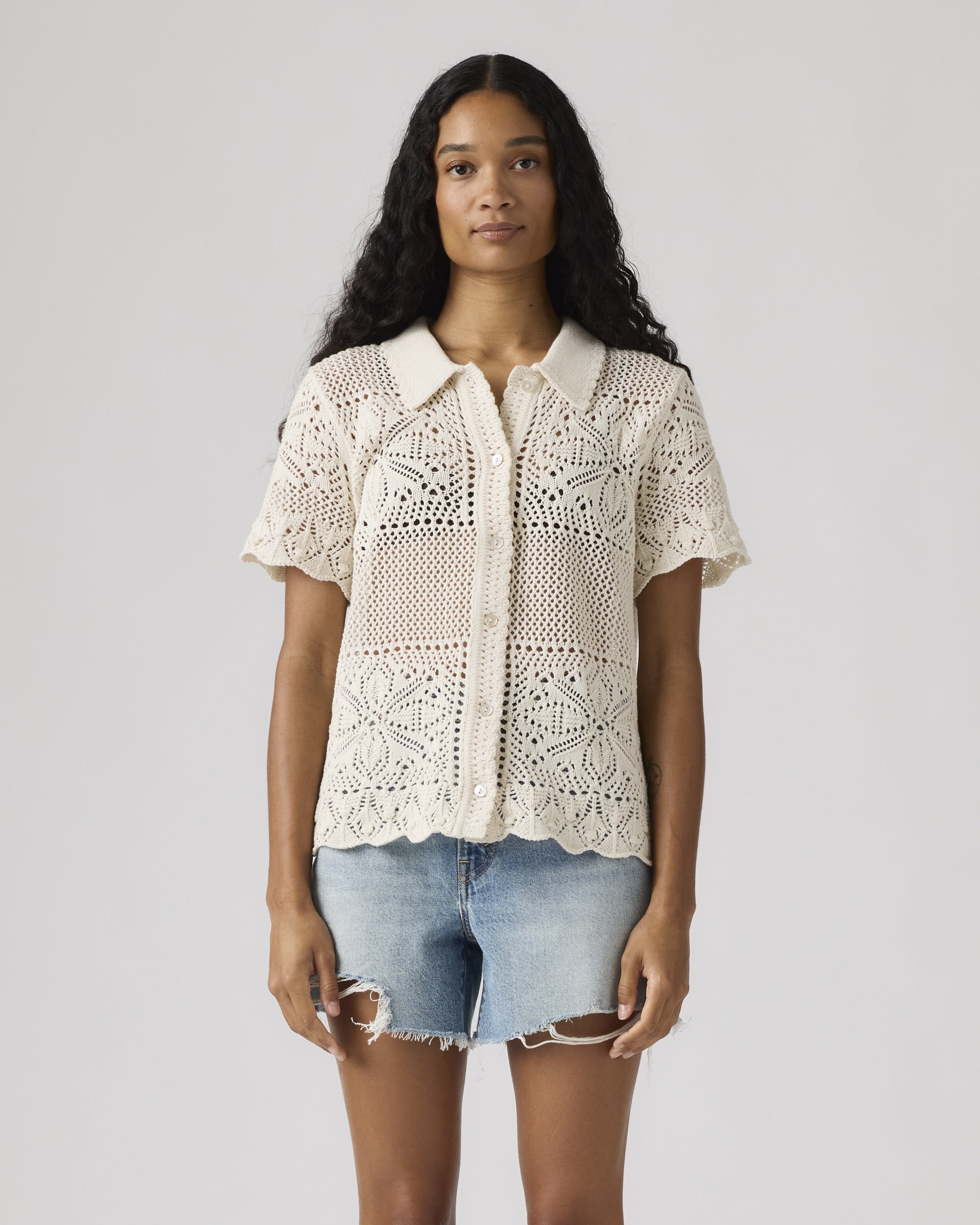 Isabelle Crochet Short Sleeve Sweater