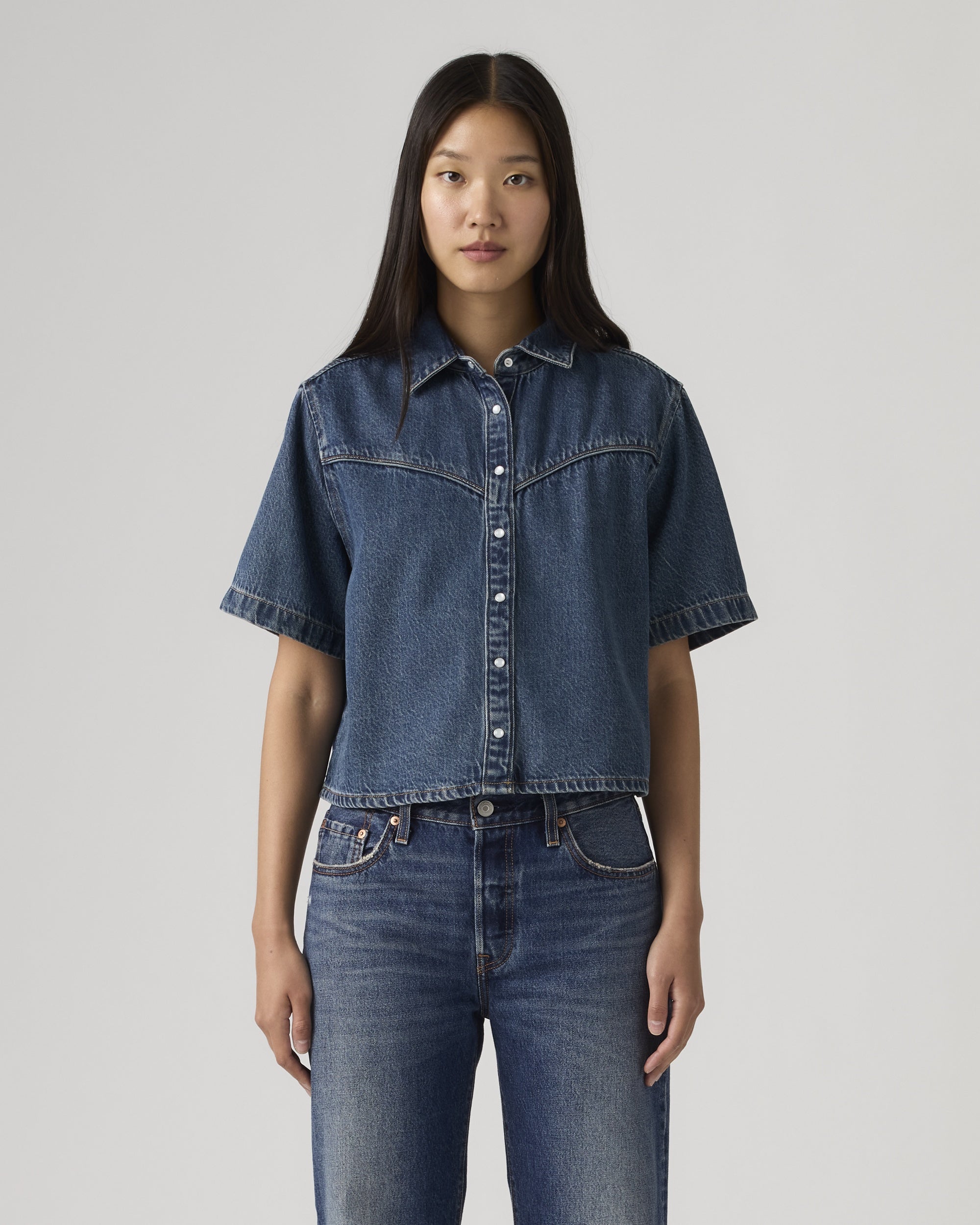 Harlie Novelty Short-sleeve Cropped Shirt