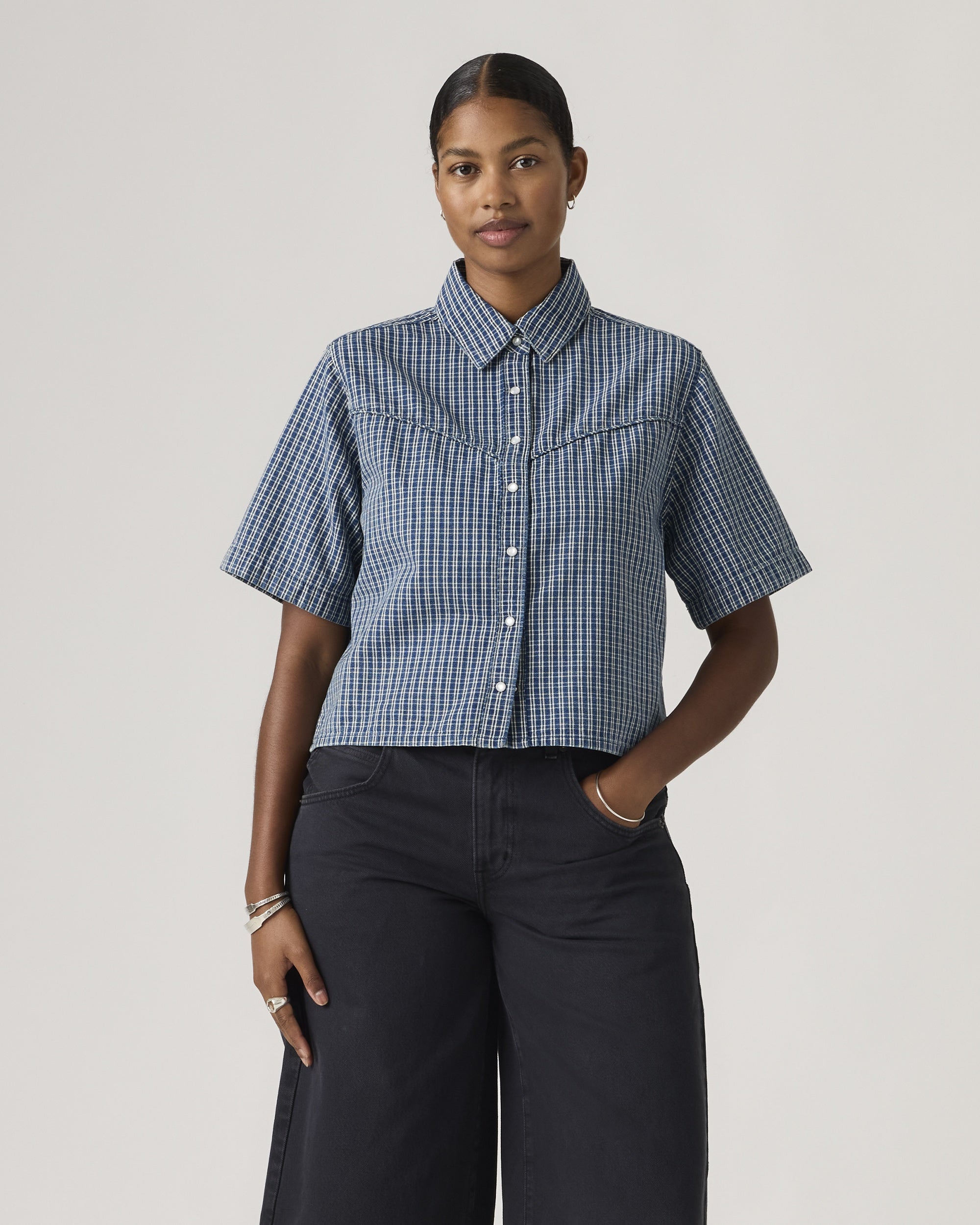 Harlie Novelty Short-sleeve Cropped Shirt