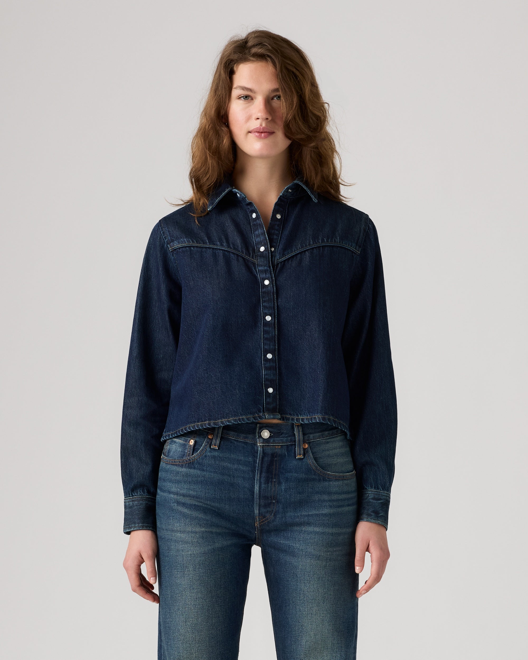 90s Shrunken Collarless Trucker Jacket