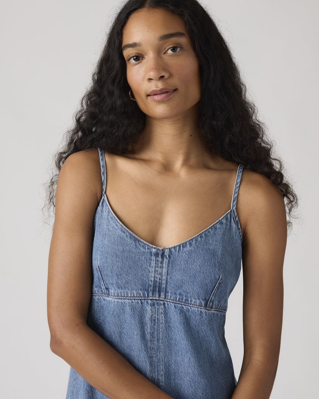 90's Denim Slip Midi Dress