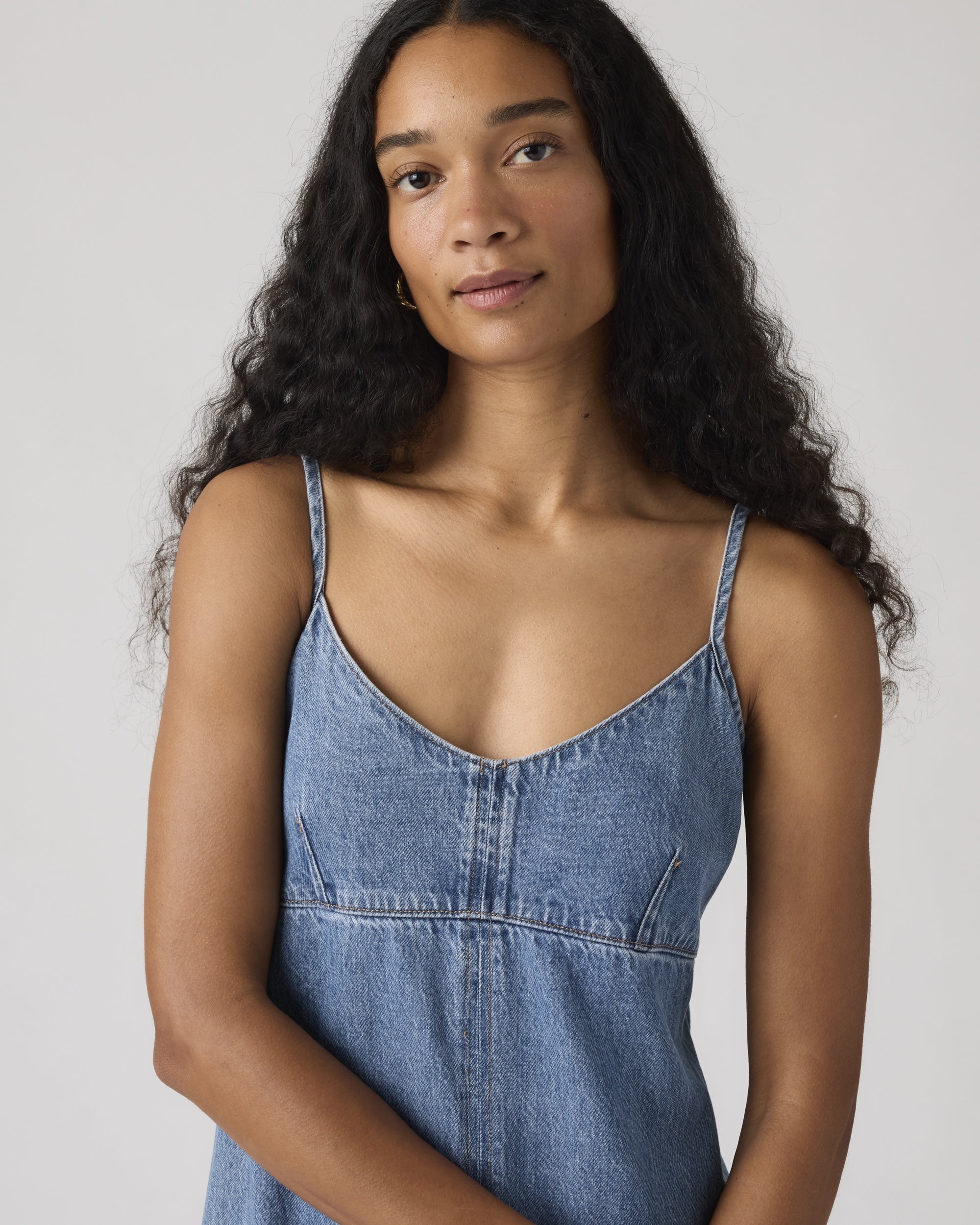 90's Denim Slip Midi Dress