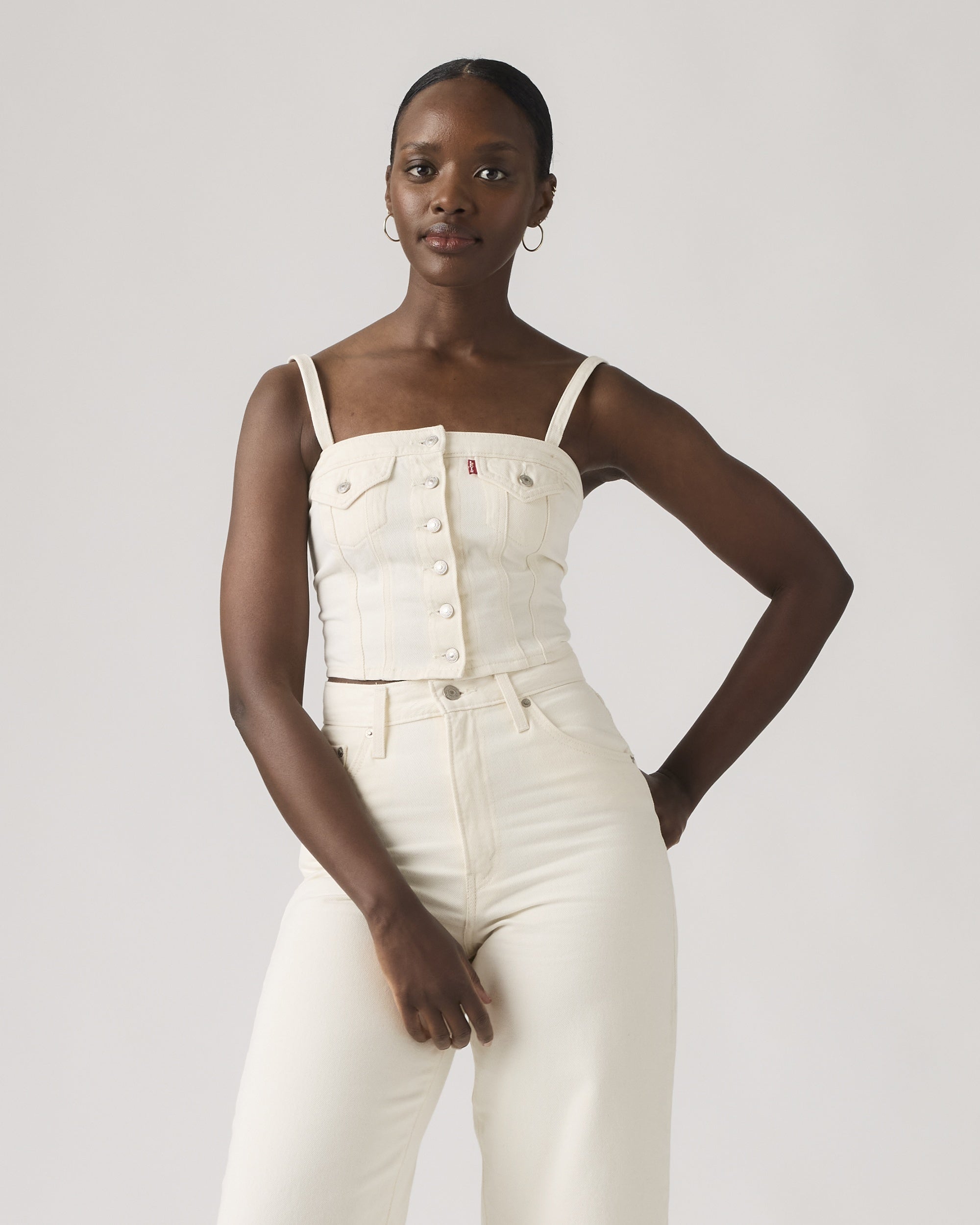 90s Shrunken Collarless Trucker Jacket