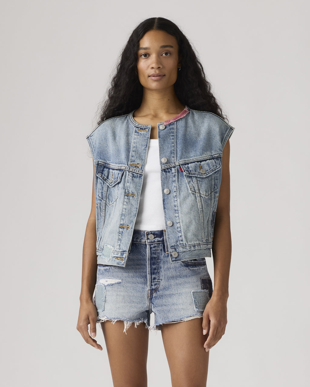 90s Shrunken Collarless Vest