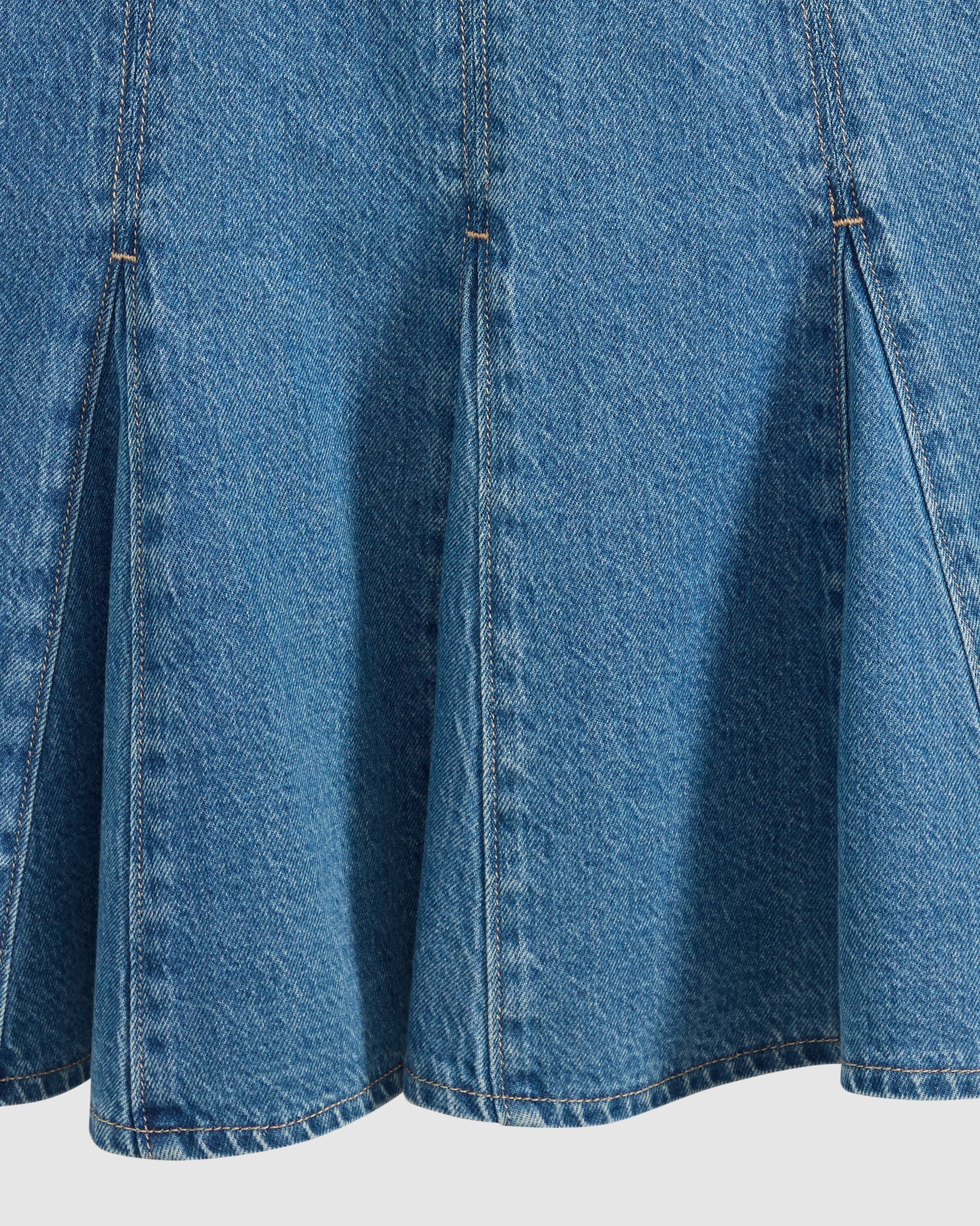 Denim Godet Mini Lightweight Dress
