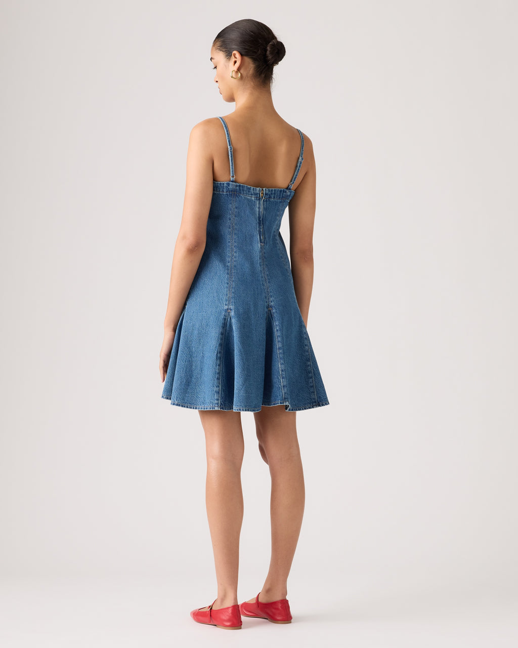 Denim Godet Mini Lightweight Dress