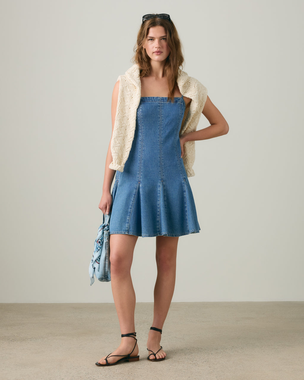 Denim Godet Mini Lightweight Dress