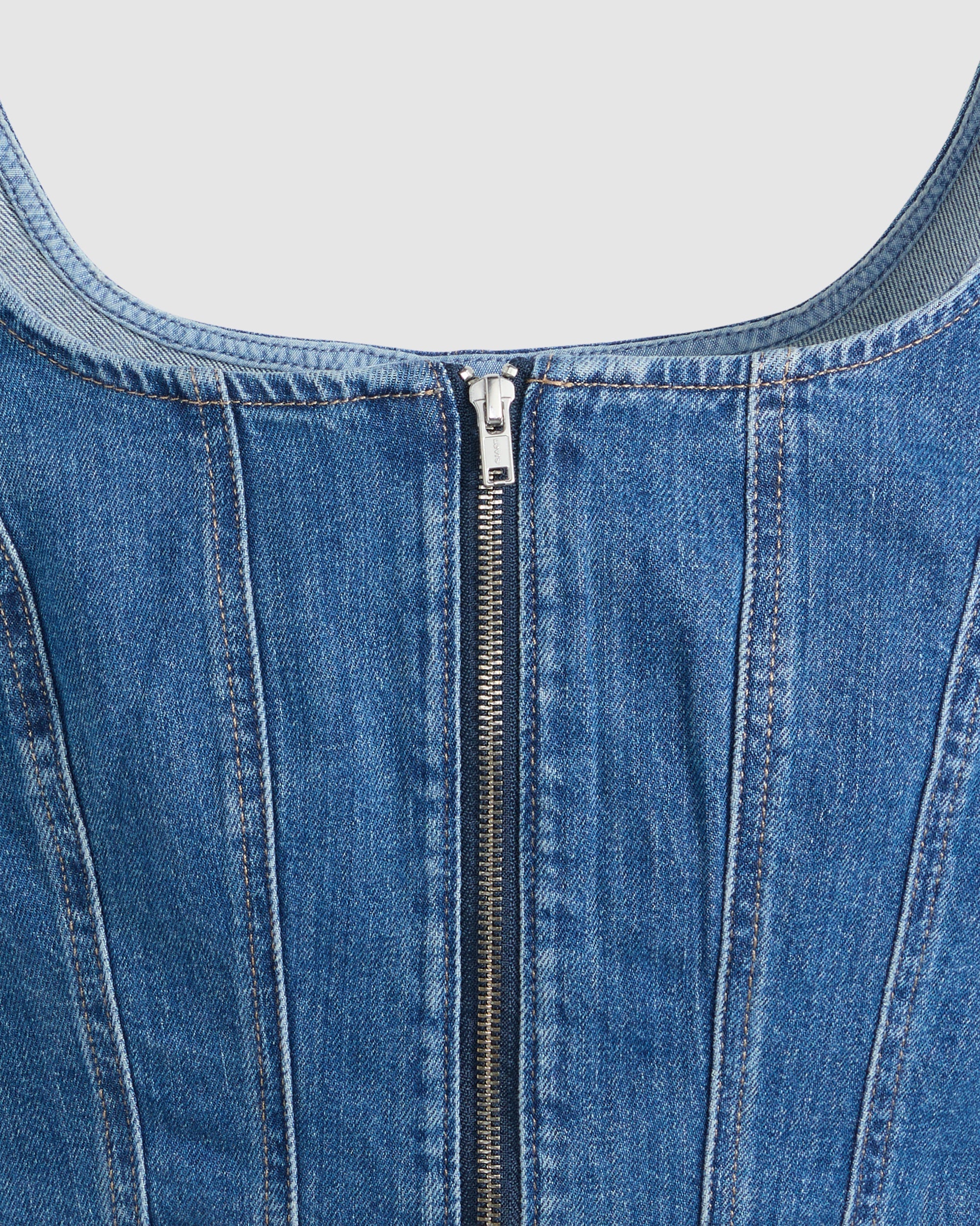 Seamed Zip Bustier Top