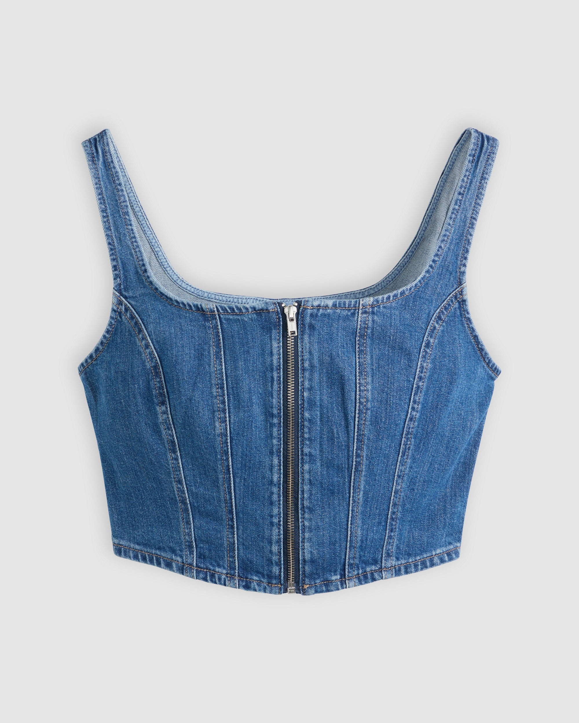 Seamed Zip Bustier Top