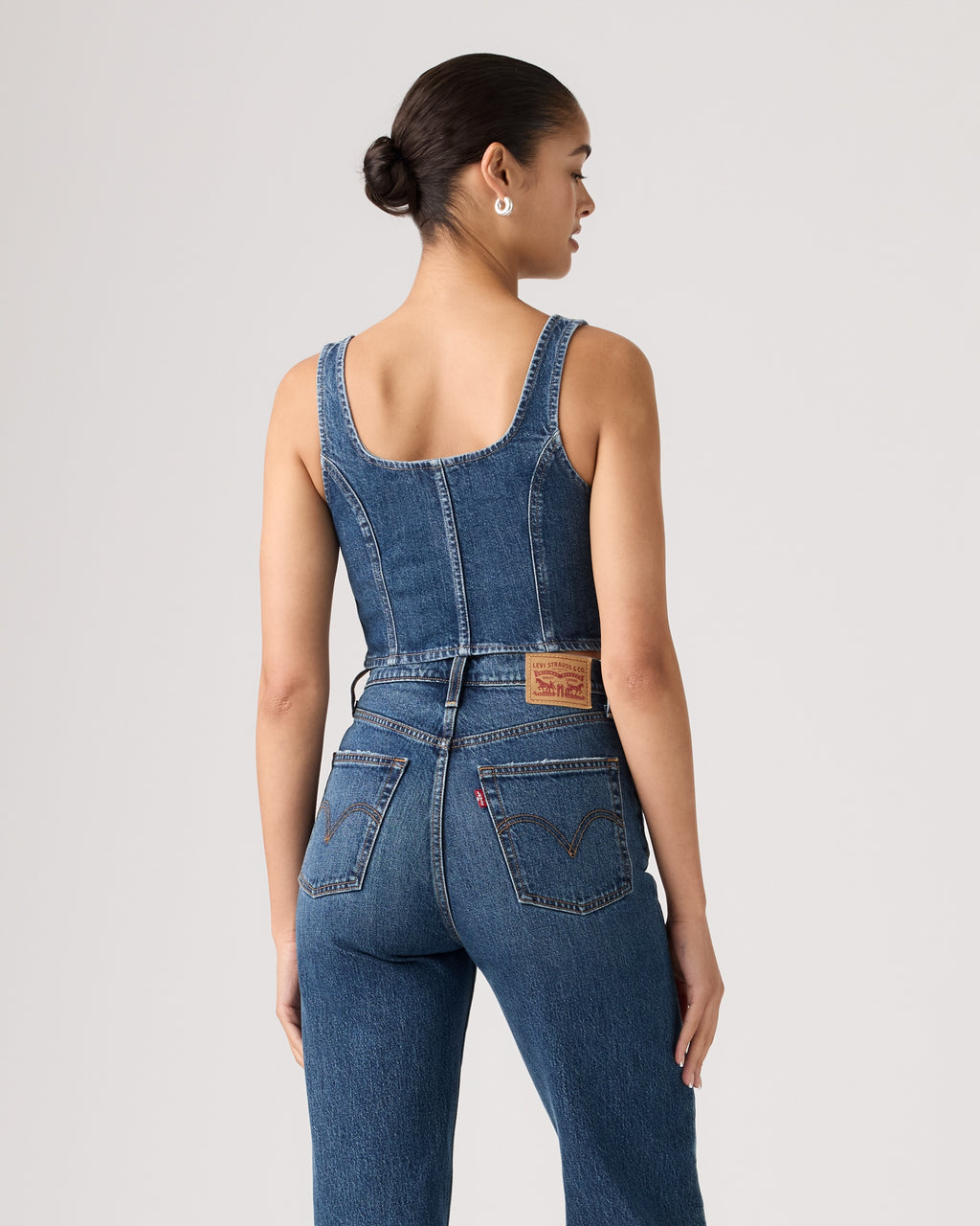 Seamed Zip Bustier Top