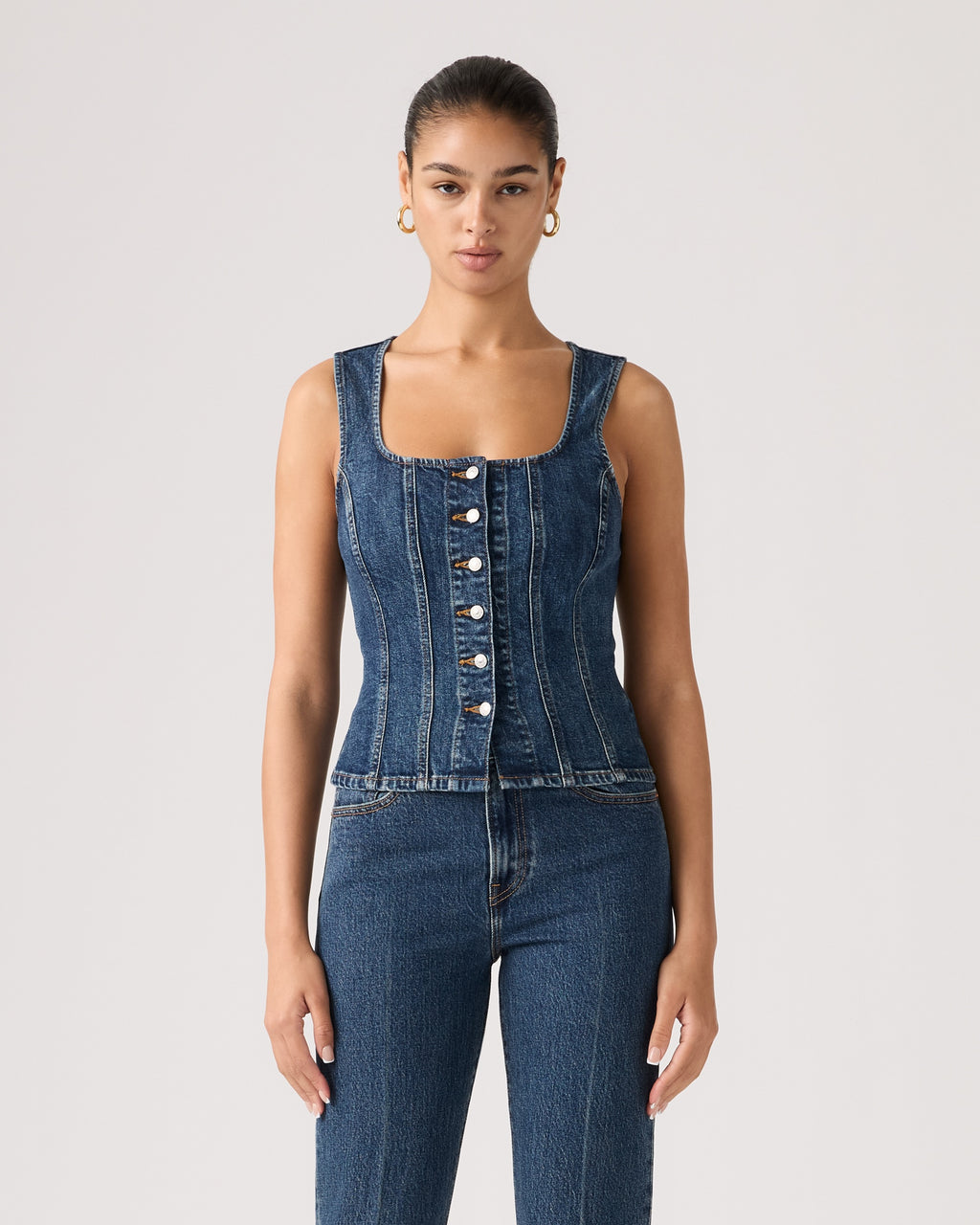 90s Shrunken Collarless Trucker Jacket