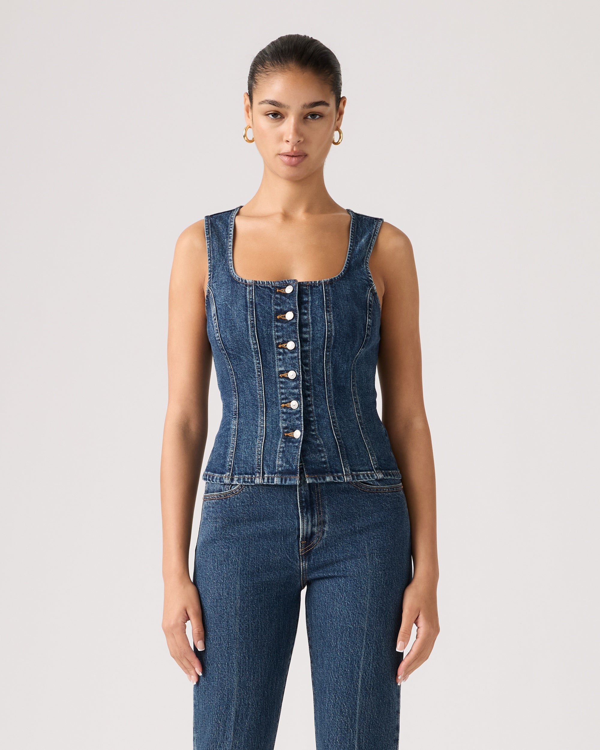 90s Shrunken Collarless Trucker Jacket