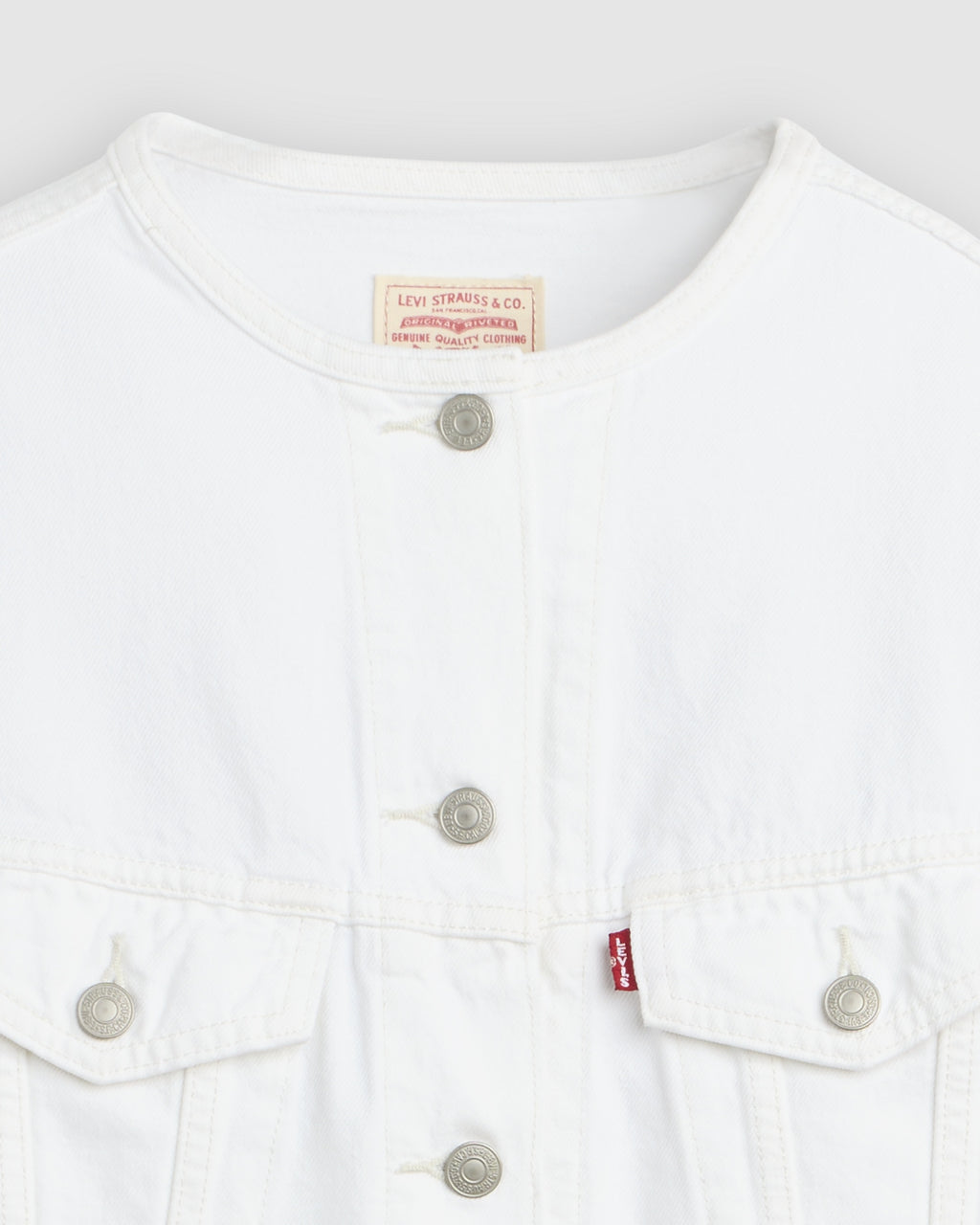 90s Shrunken Collarless Trucker Jacket