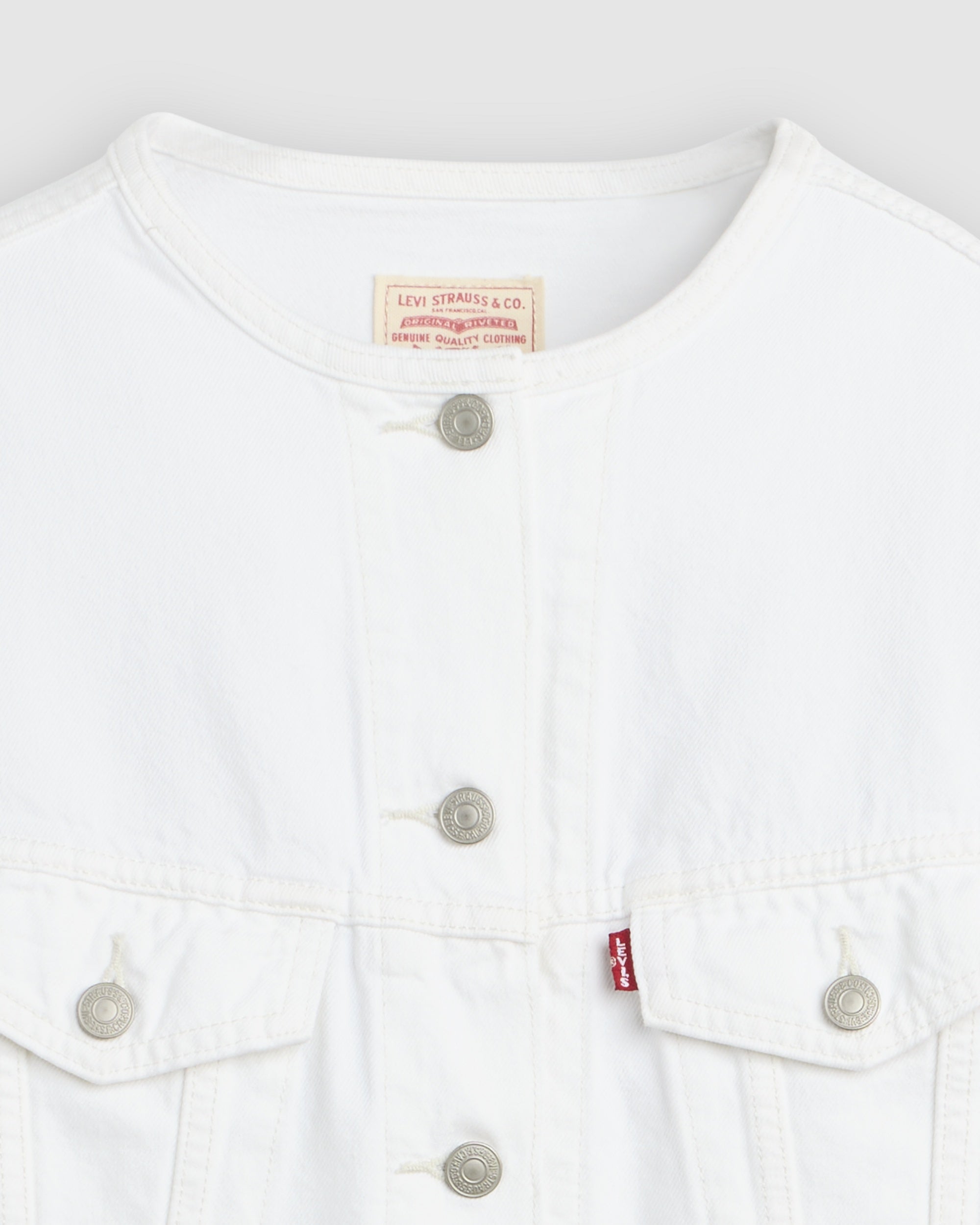 90s Shrunken Collarless Trucker Jacket