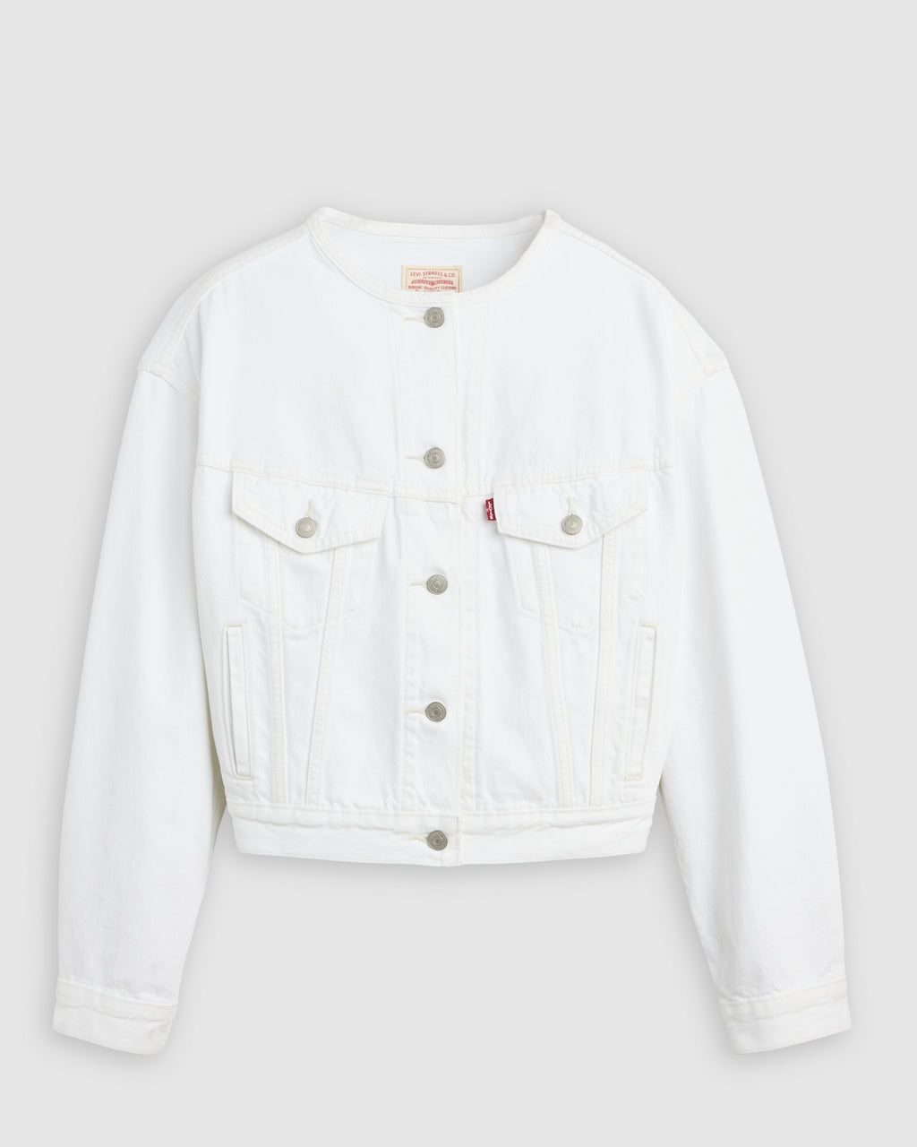 90s Shrunken Collarless Trucker Jacket
