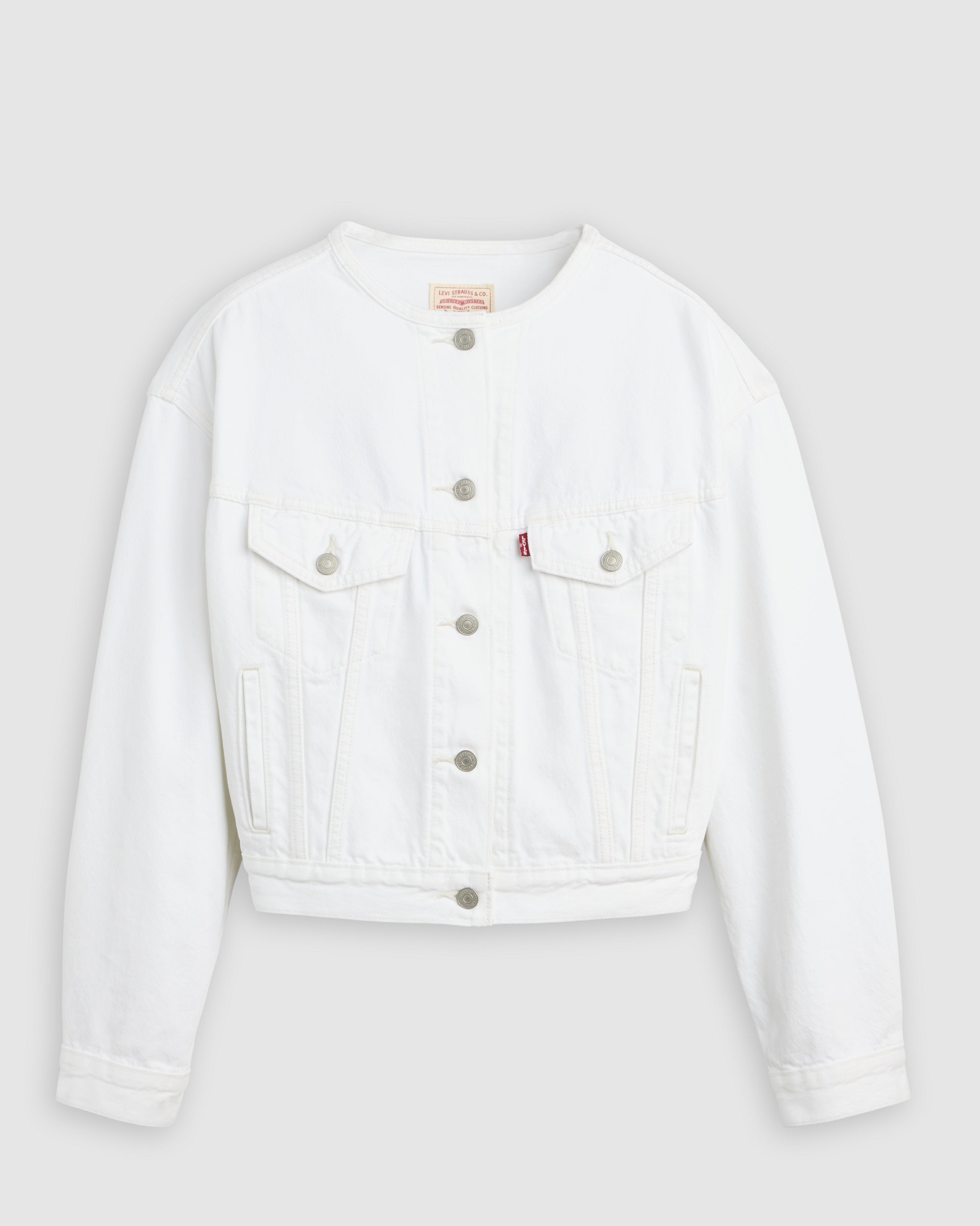 90s Shrunken Collarless Trucker Jacket