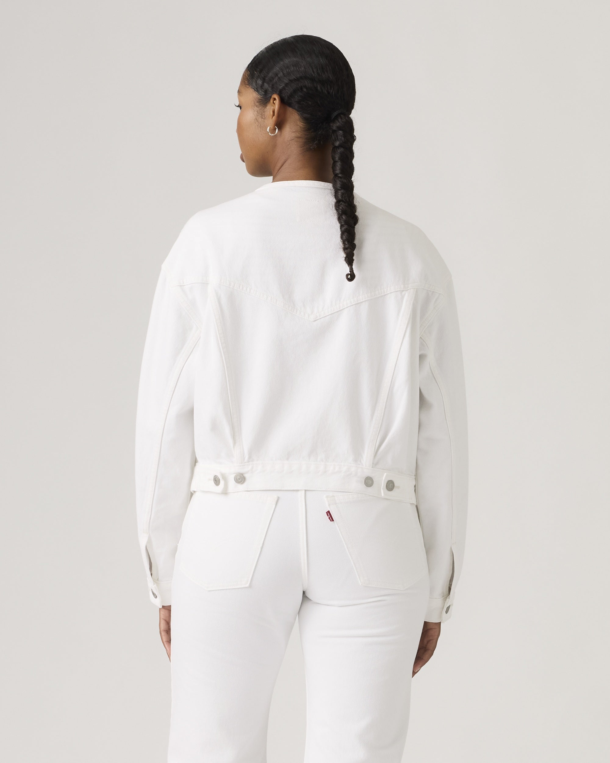 90s Shrunken Collarless Trucker Jacket