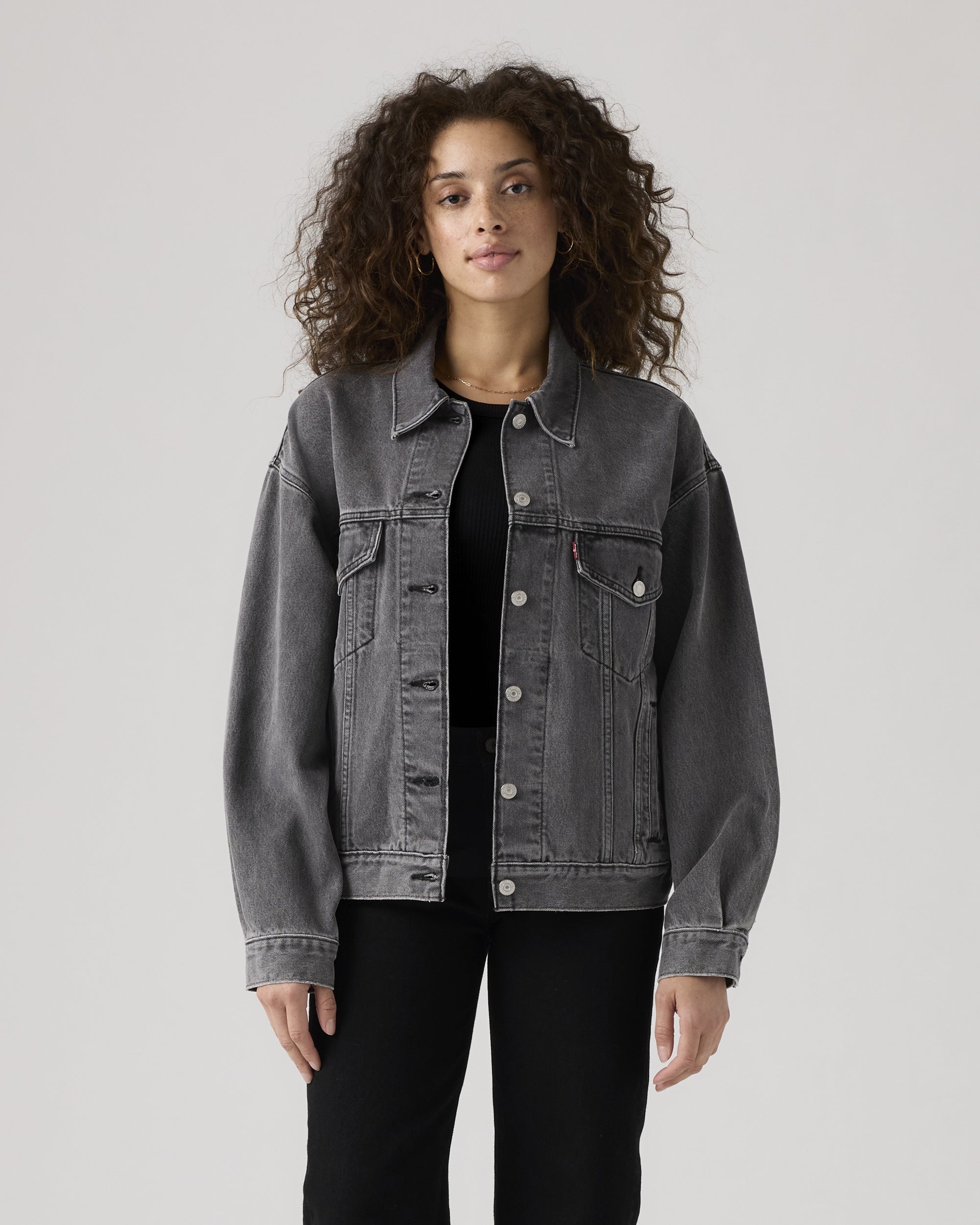 90s Shrunken Collarless Trucker Jacket